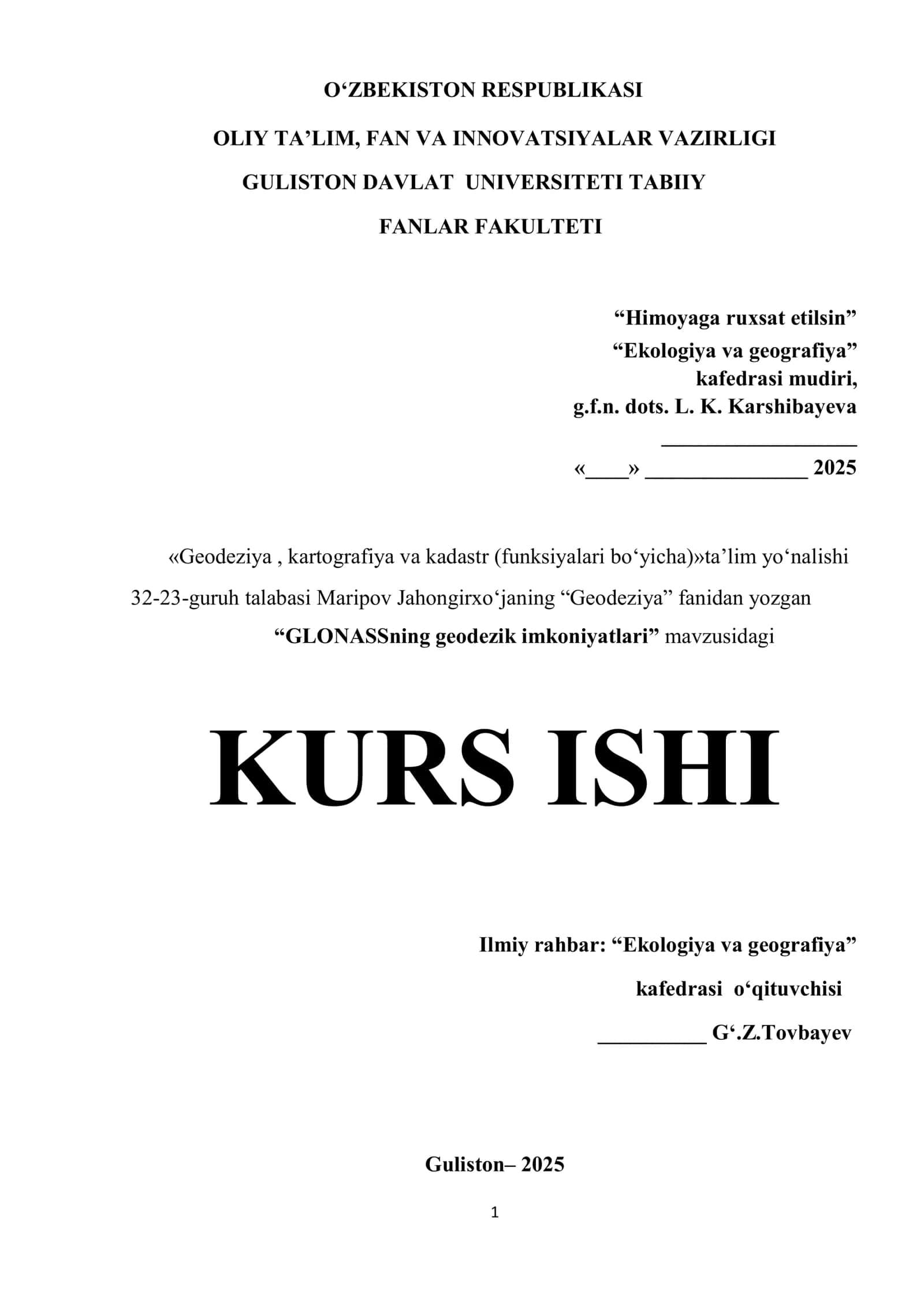 GLONASSning geodezik imkoniyatlari 1