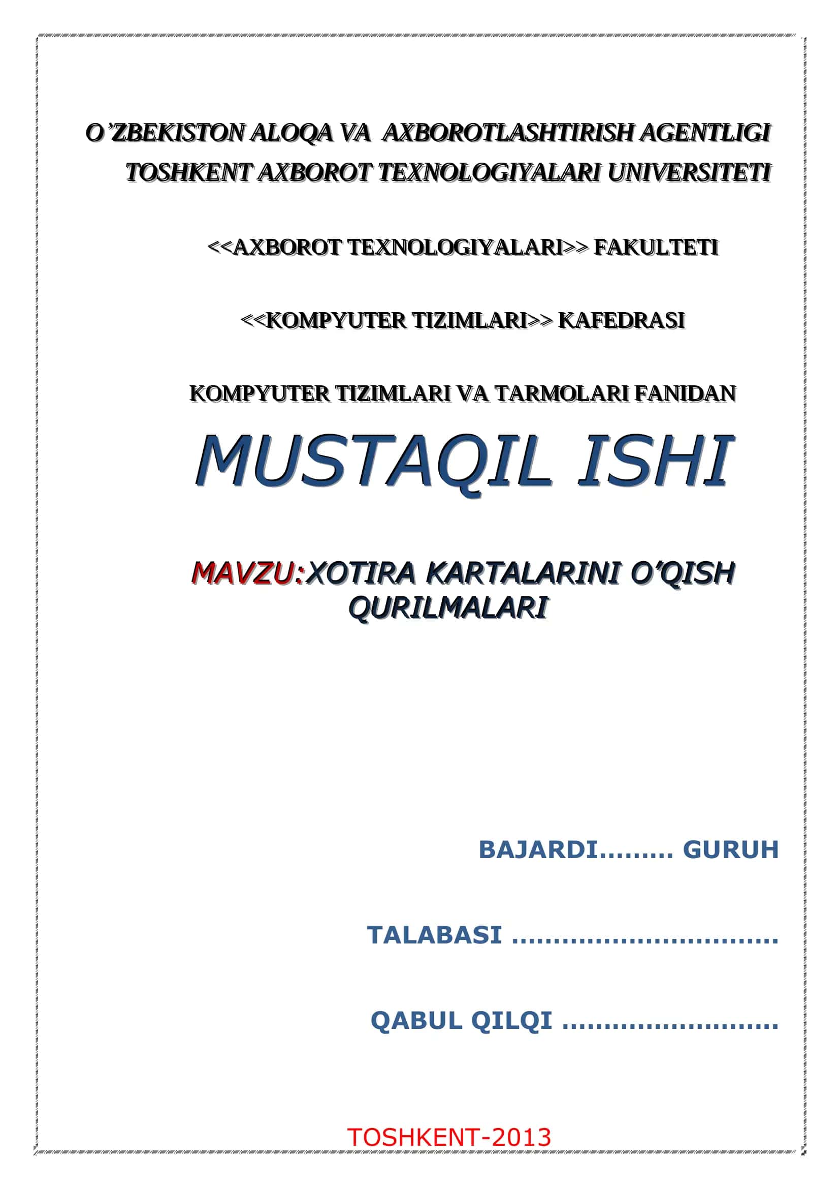 Xotira kartalarini o’qish qurilmalari 1