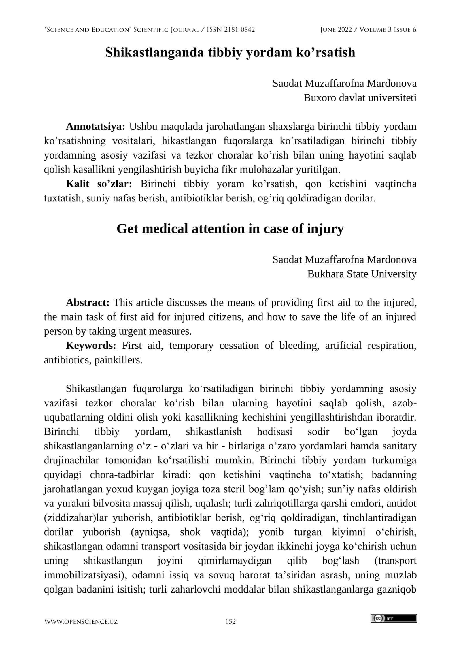 Shikastlanganda tibbiy yordam ko’rsatish 1