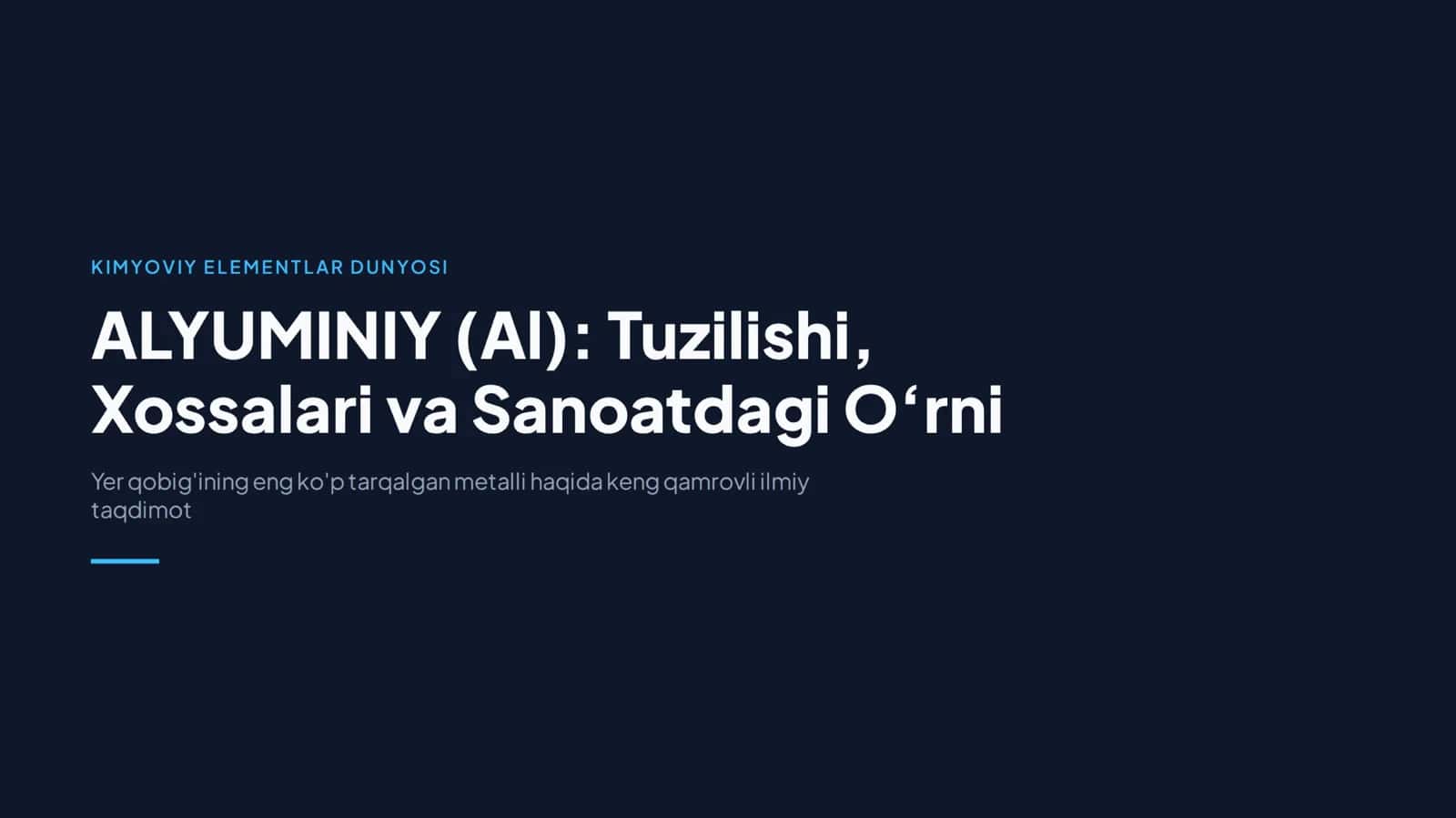 Alyuminiy elementi haqida taqdimot 1