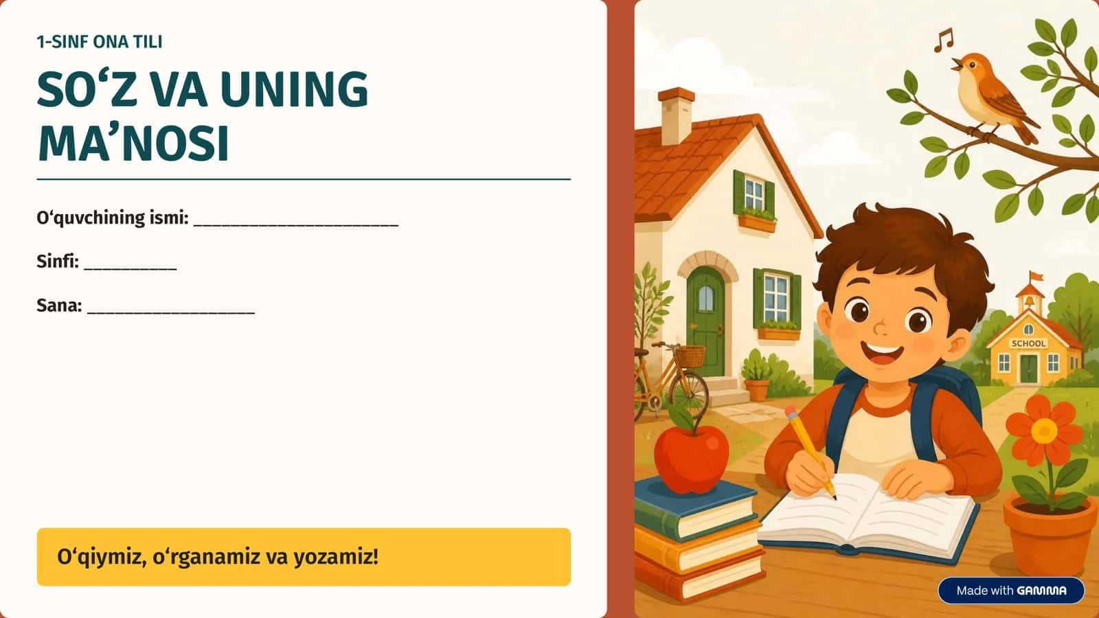1-SINF ONA TILI soʻz va uning maʼnosi 1