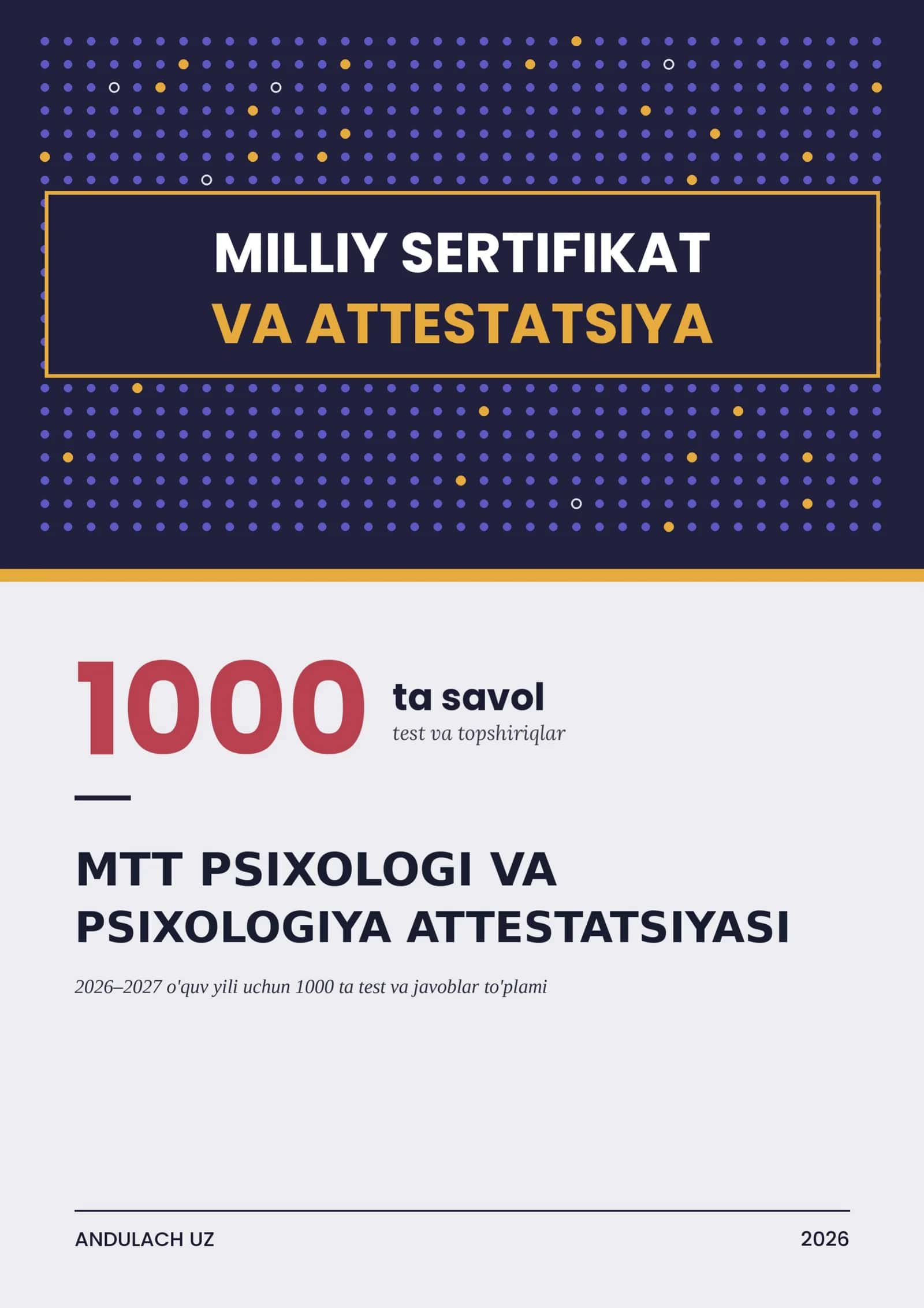 MTT PSIXOLOGI VA PSIXOLOGIYA FANI ATTESTATSIYASI TESTLARI VA JAVOBLARI 1