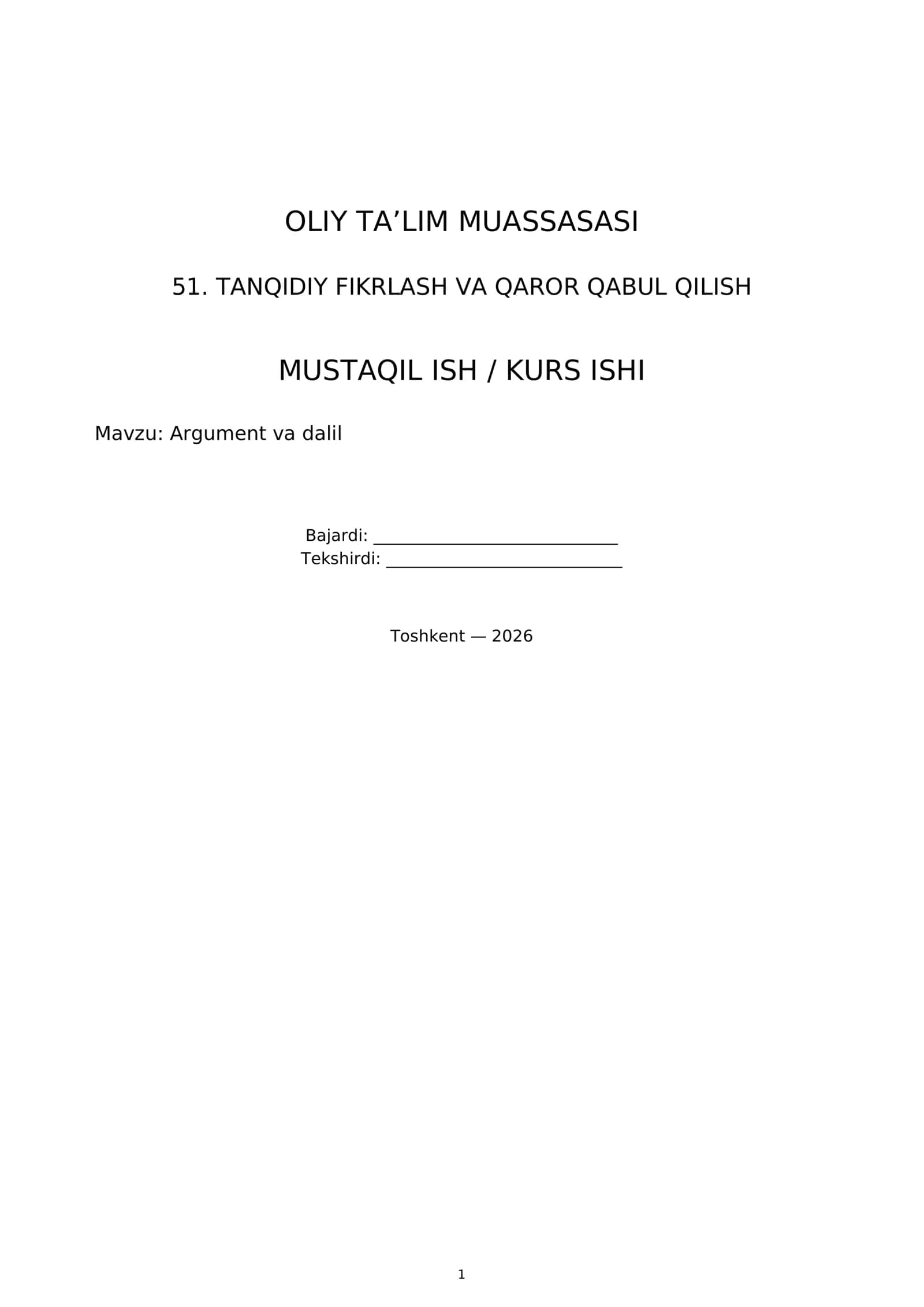 51. TANQIDIY FIKRLASH VA QAROR QABUL QILISH 1