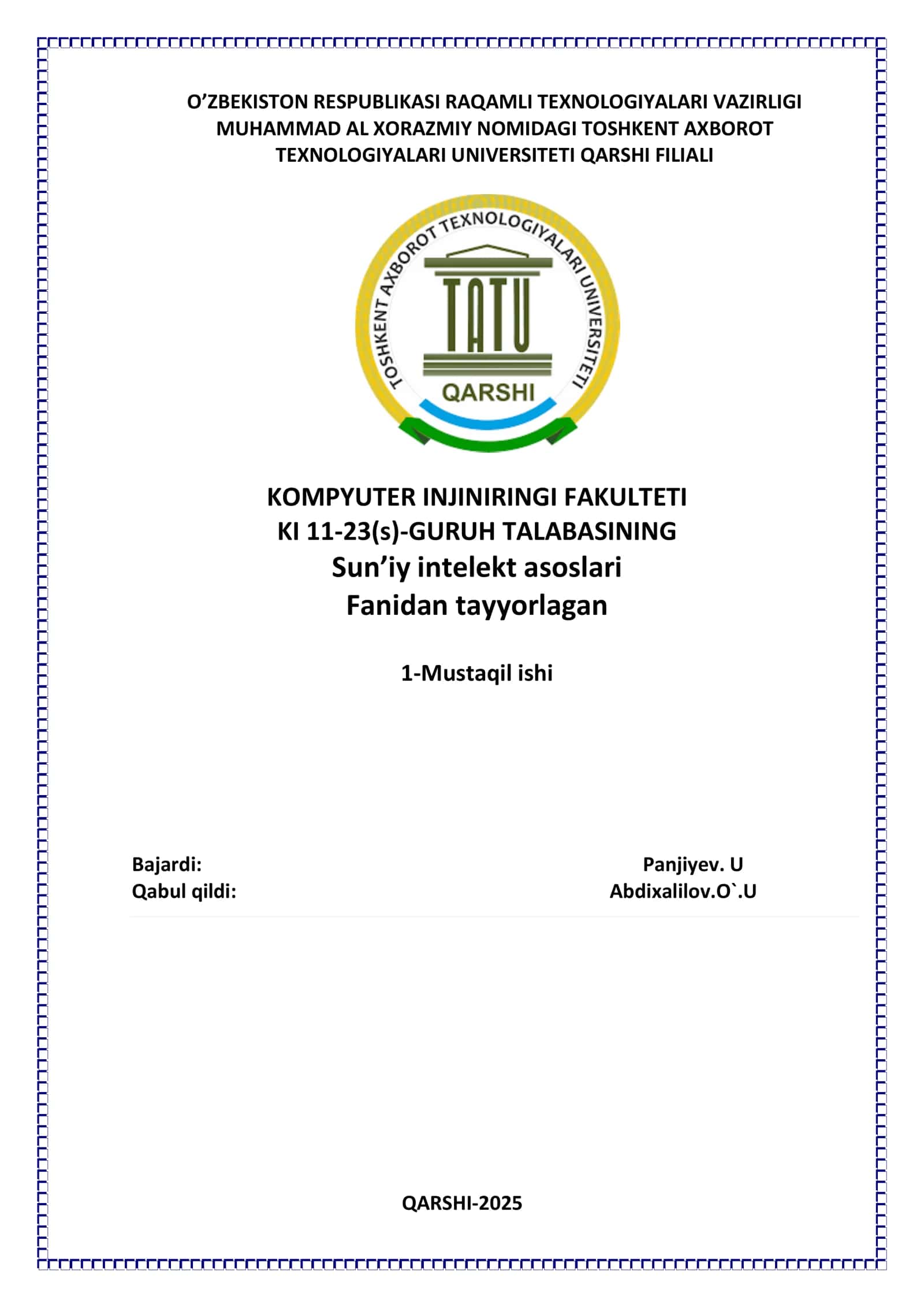 Mashinali o‘qitish usullari va algoritmlari 1