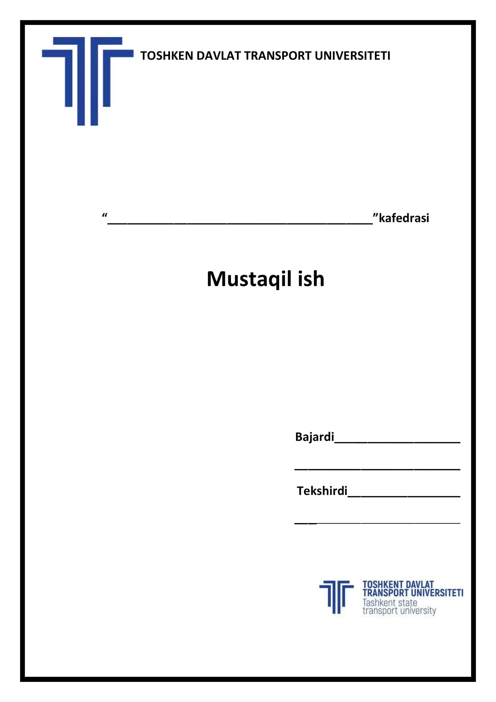 TOSHKEN DAVLAT TRANSPORT UNIVERSITETI 1