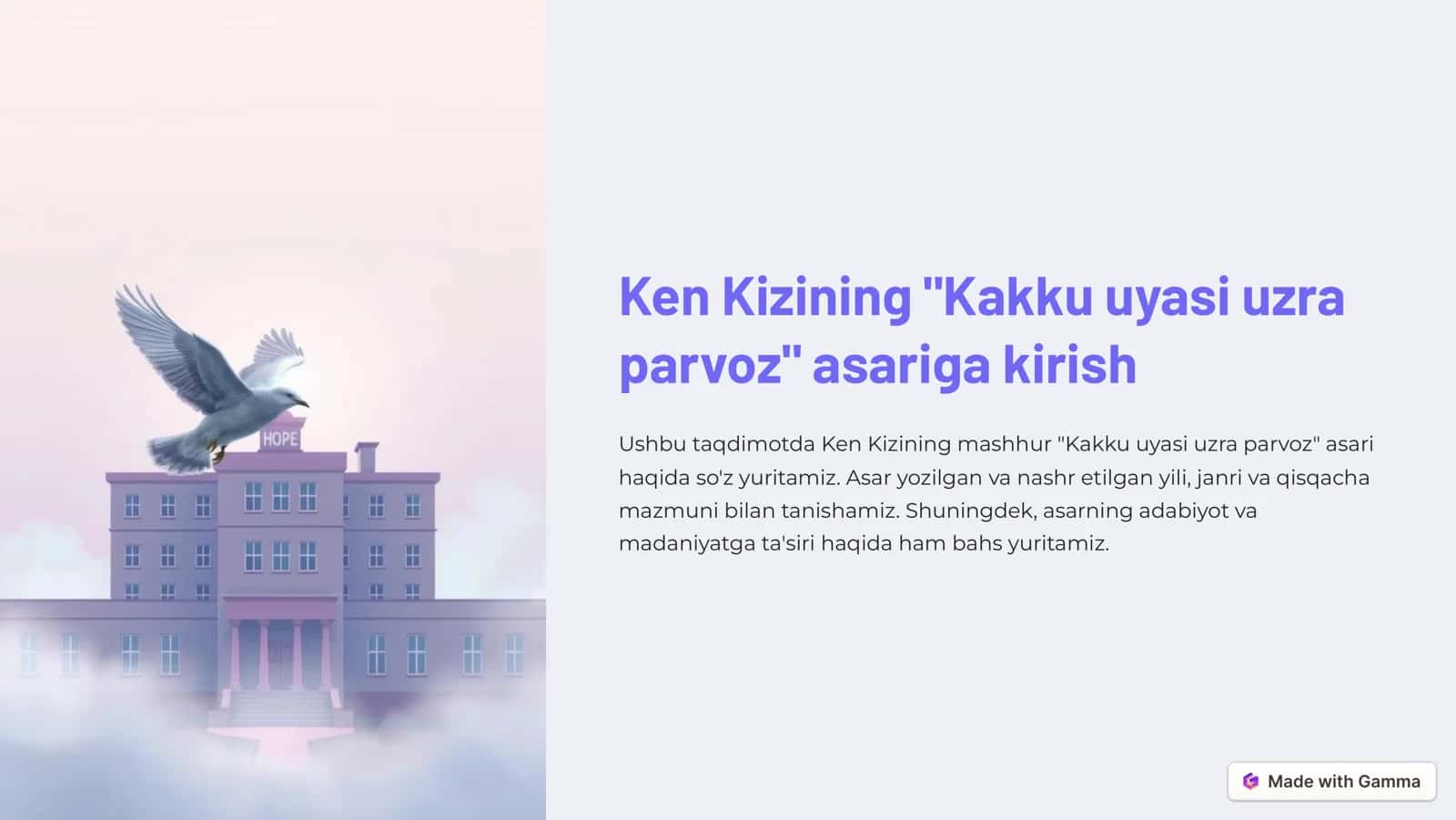 Asar "Kakku uyasi uzra parvoz" 1