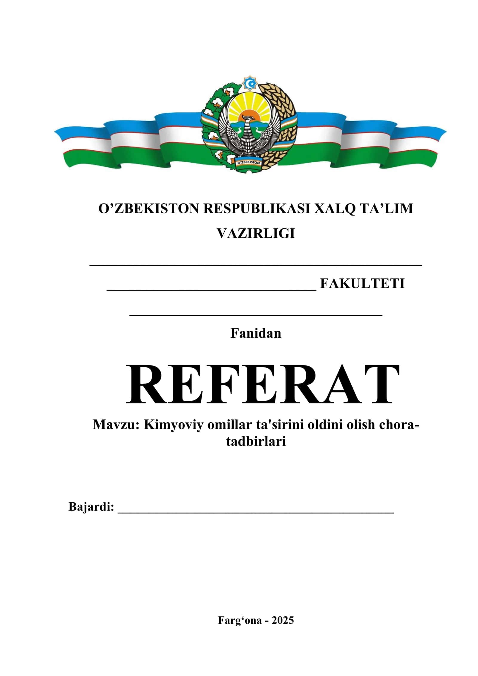 Kimyoviy omillar ta'sirini oldini olish chora-tadbirlari 1
