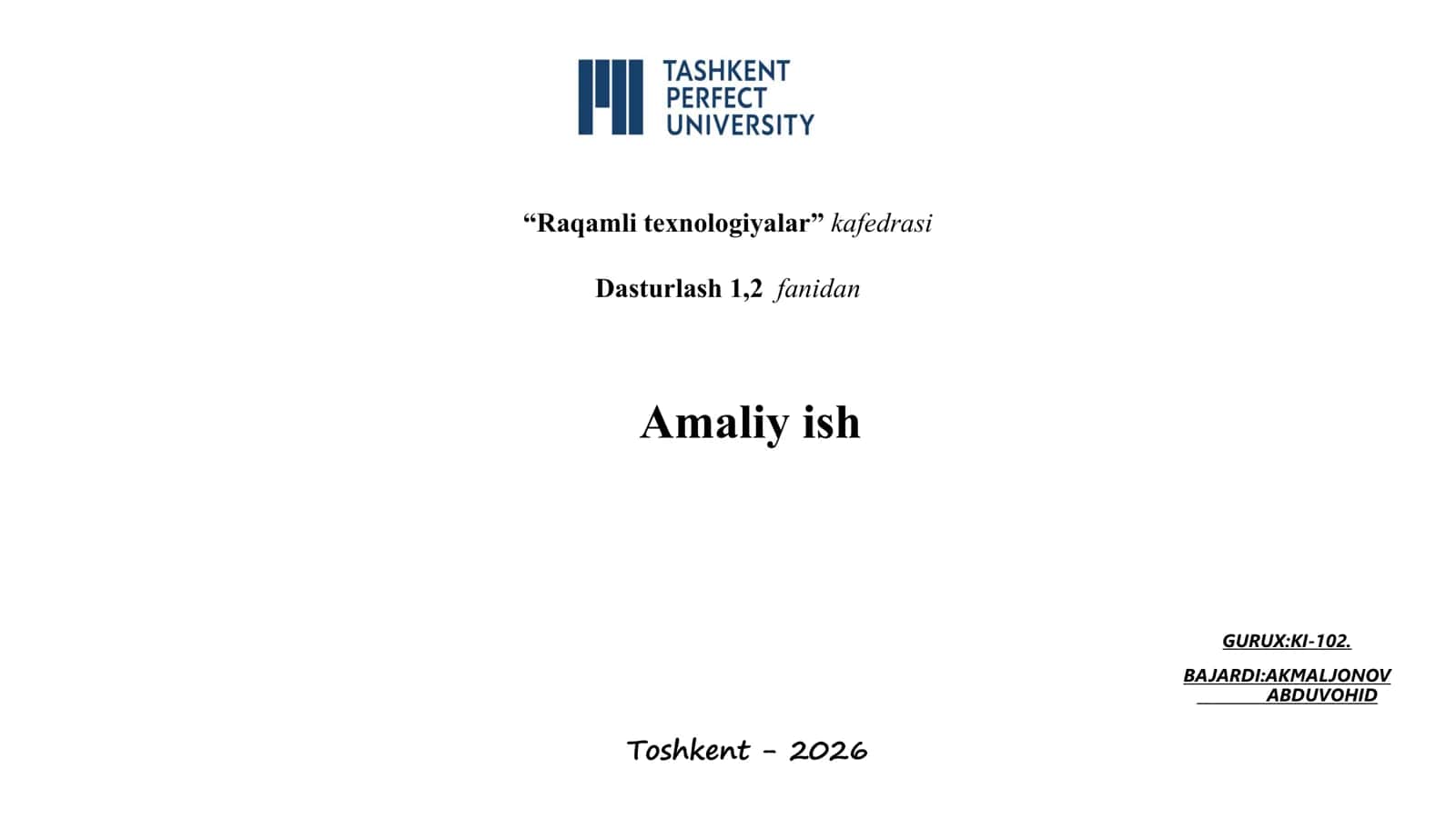 Konstruktorlar va ularni tashkil etish usullari 1