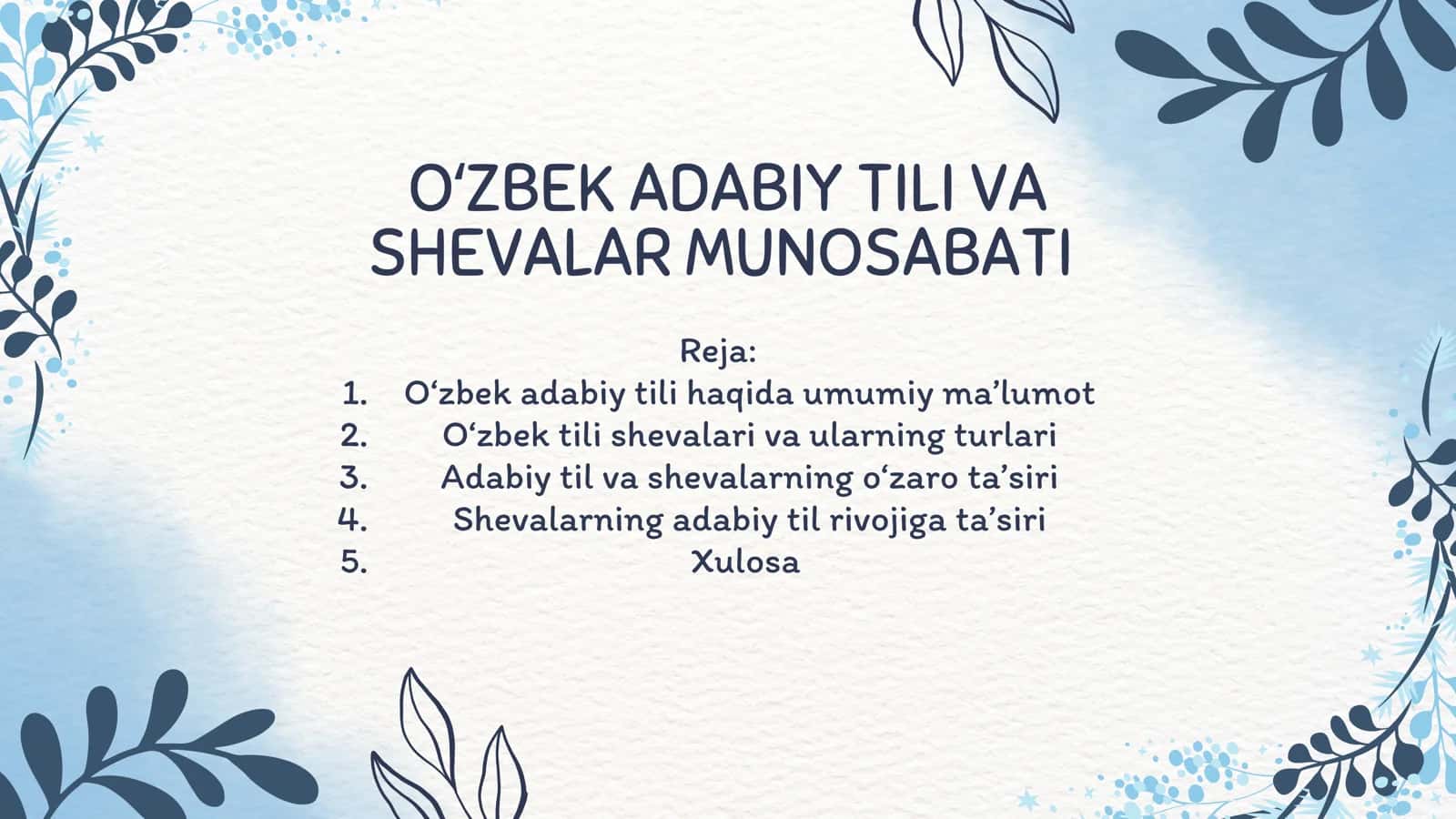 OʻZBEK ADABIY TILI VA SHEVALAR MUNOSABATI 1