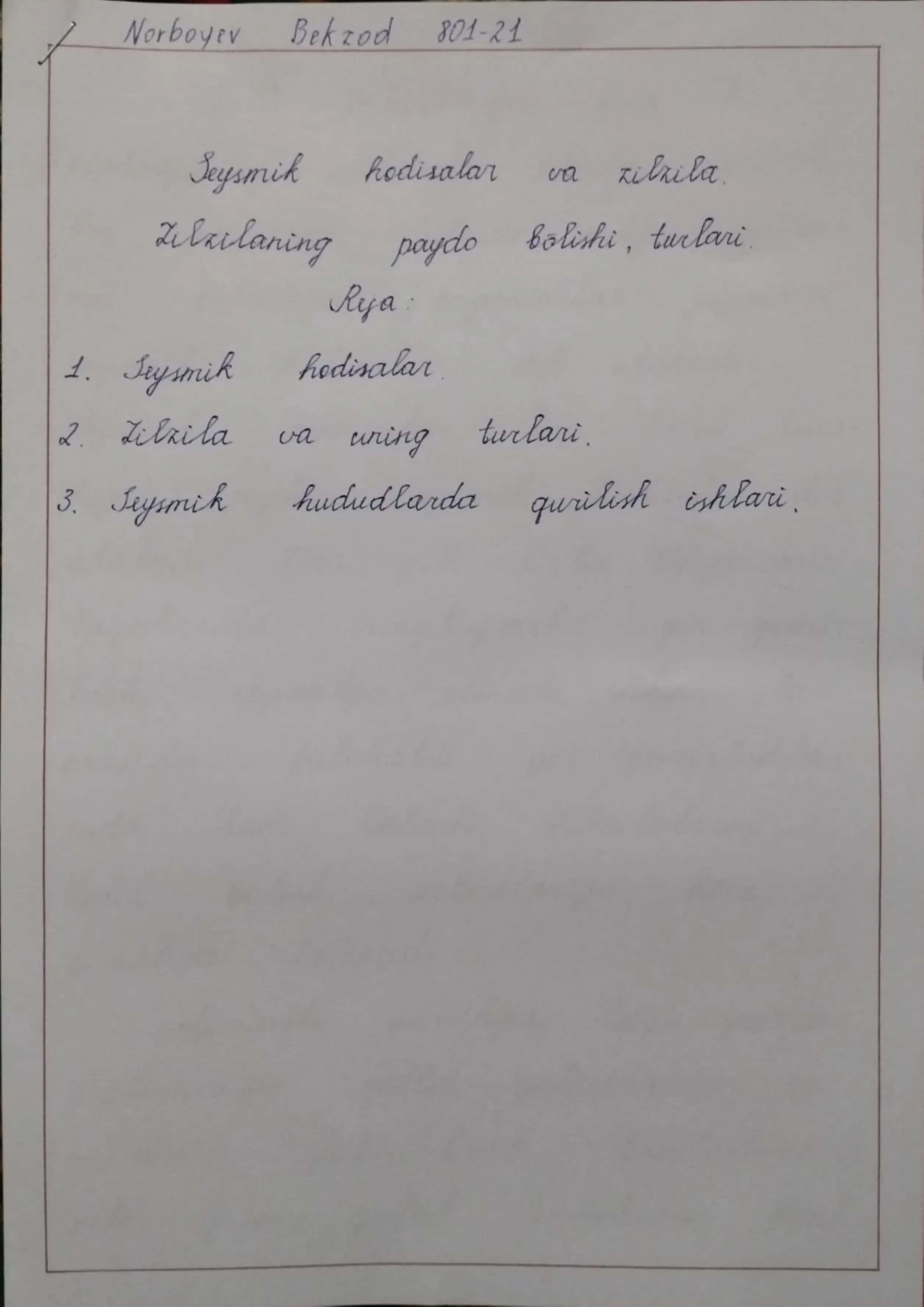 Seysmik hodisalar va zilzila 1