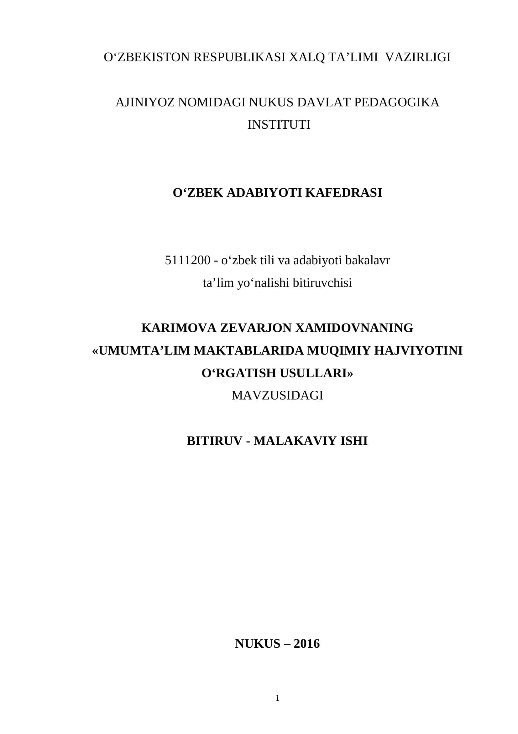 UMUMTA’LIM MAKTABLARIDA MUQIMIY HAJVIYOTINI O‘RGATISH USULLARI 1