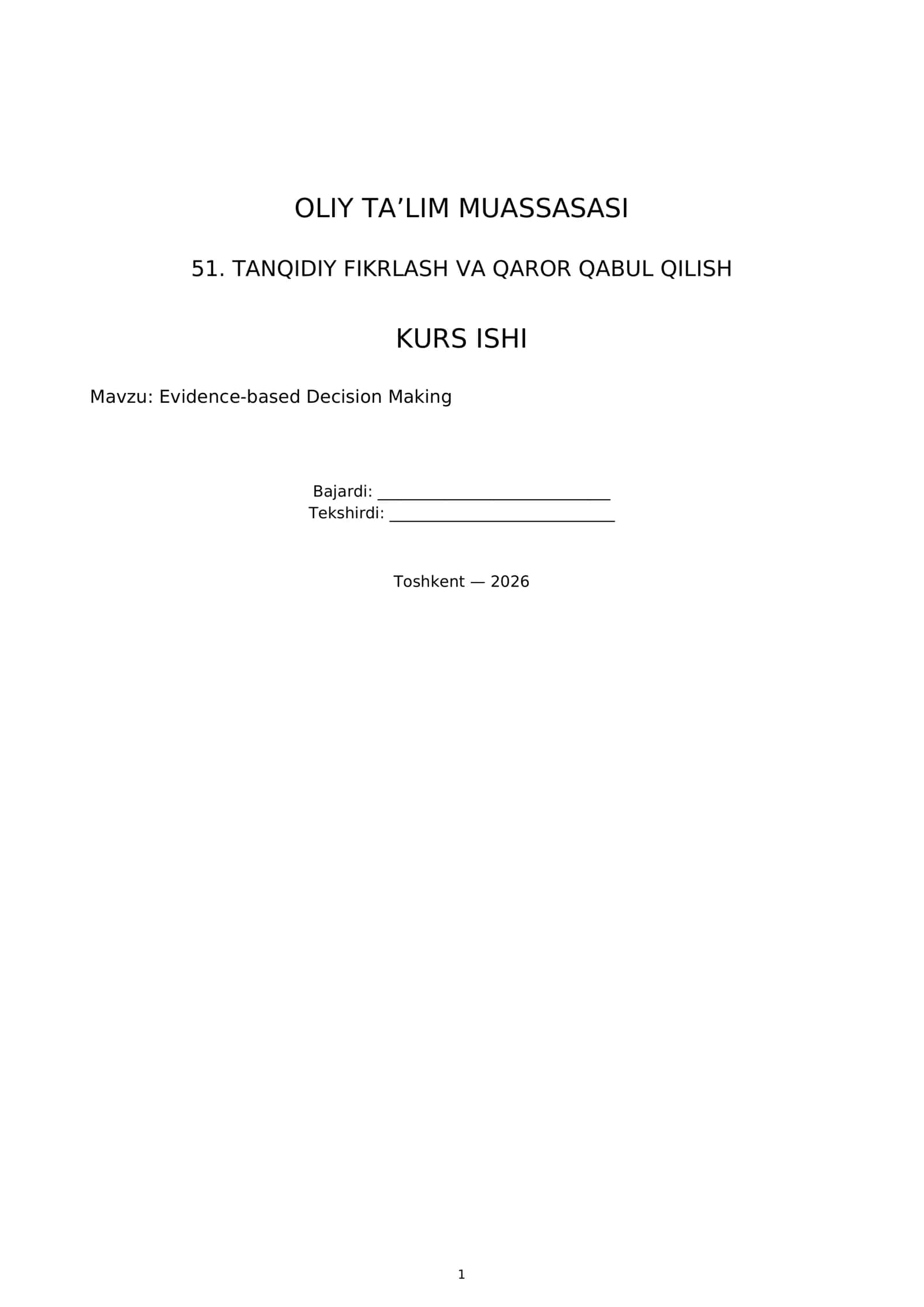 Evidence-based Decision Making 1