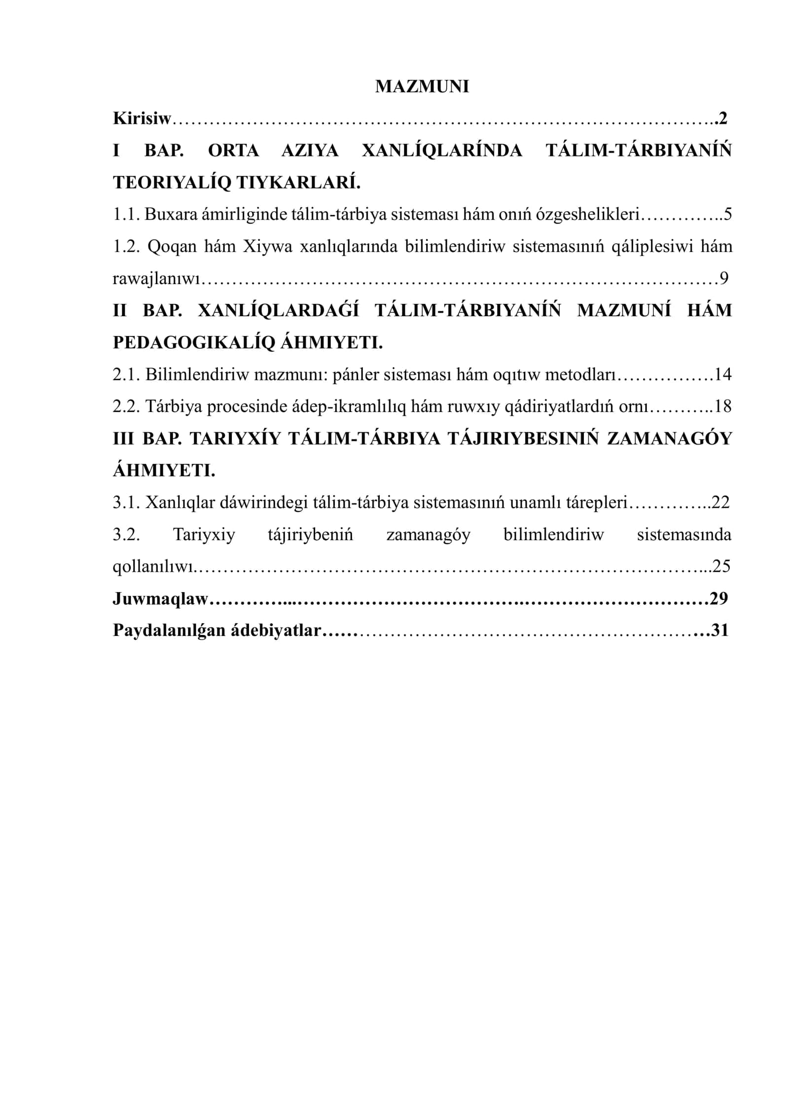 XANLÍQLARDA TÁLIM-TÁRBIYA 1