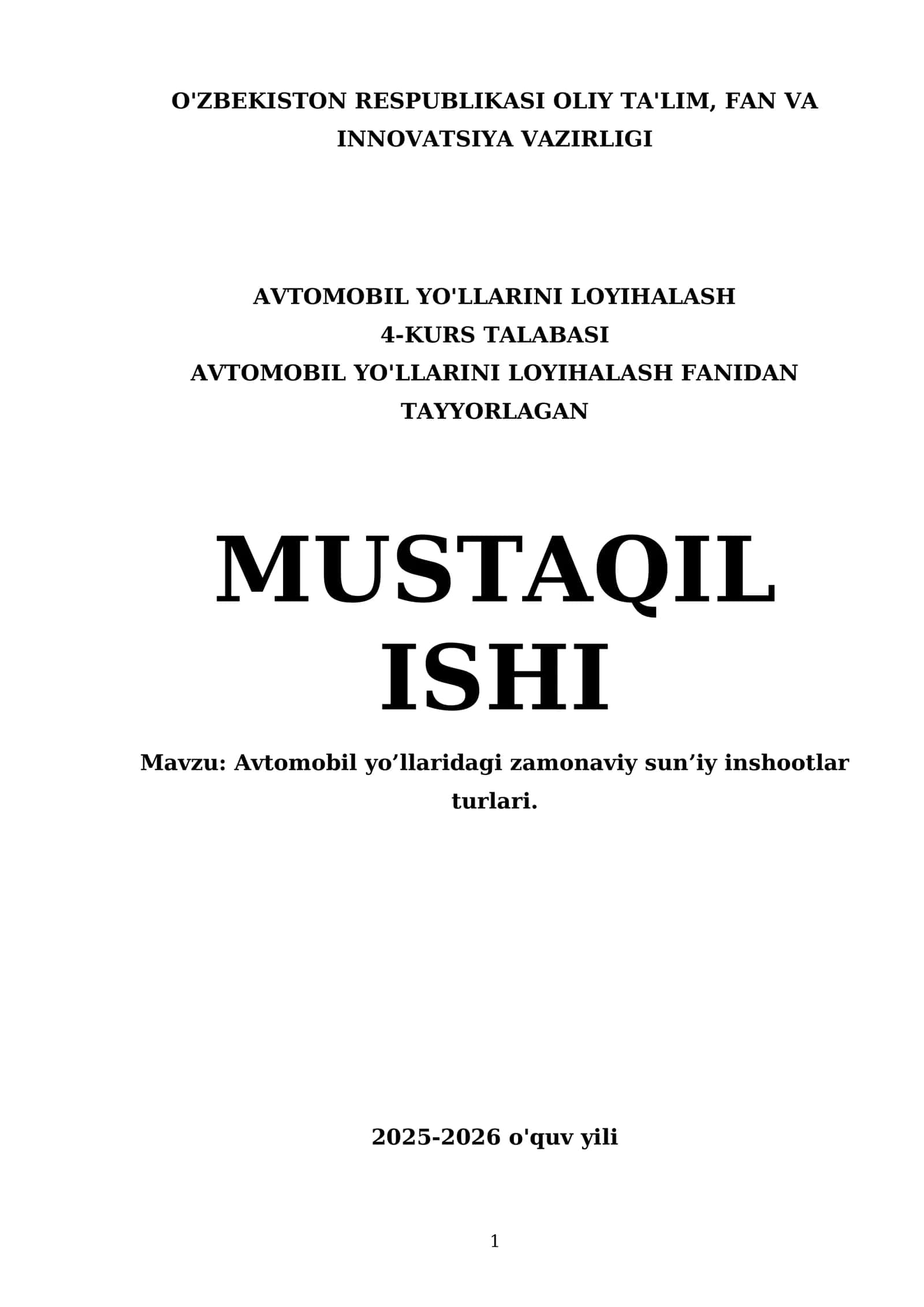 Avtomobil yo’llaridagi zamonaviy sun’iy inshootlar turlari 1