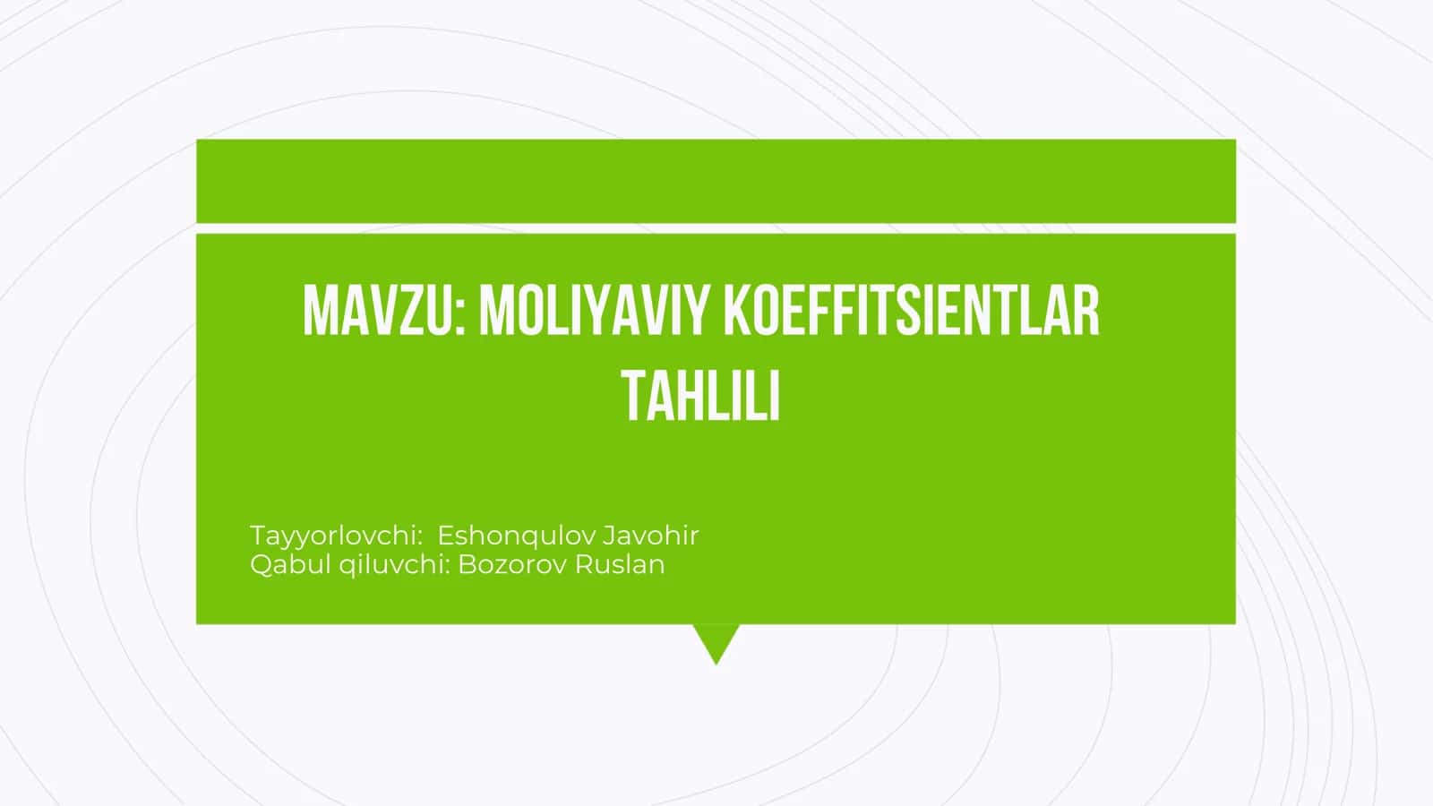 Moliyaviy koeffitsientlar tahlili 1