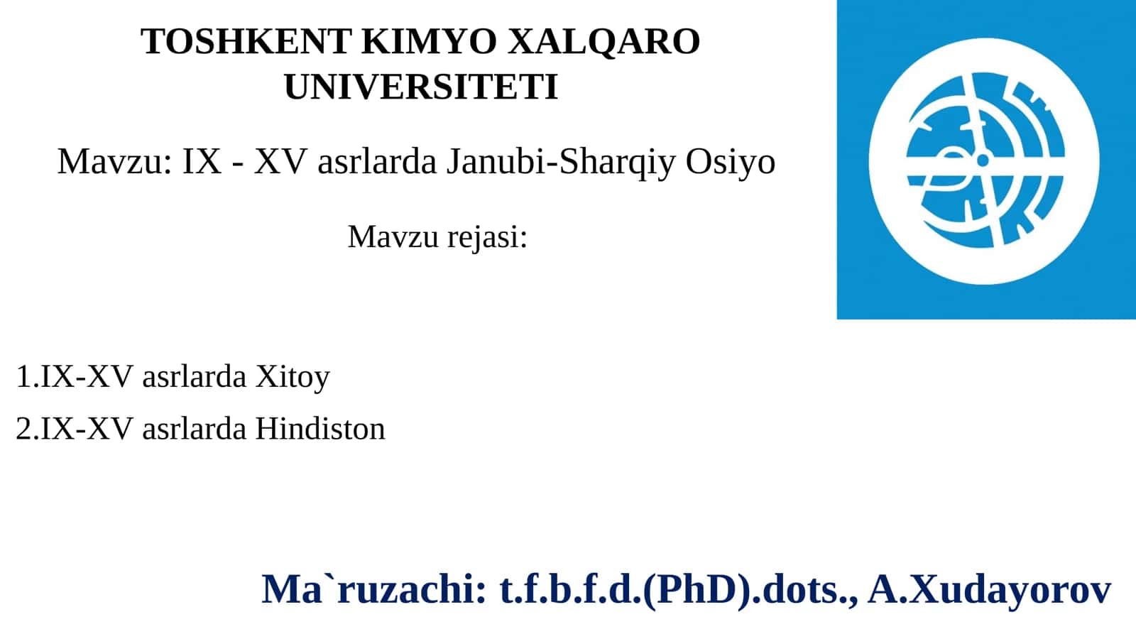 IX - XV asrlarda Janubi-Sharqiy Osiy 1