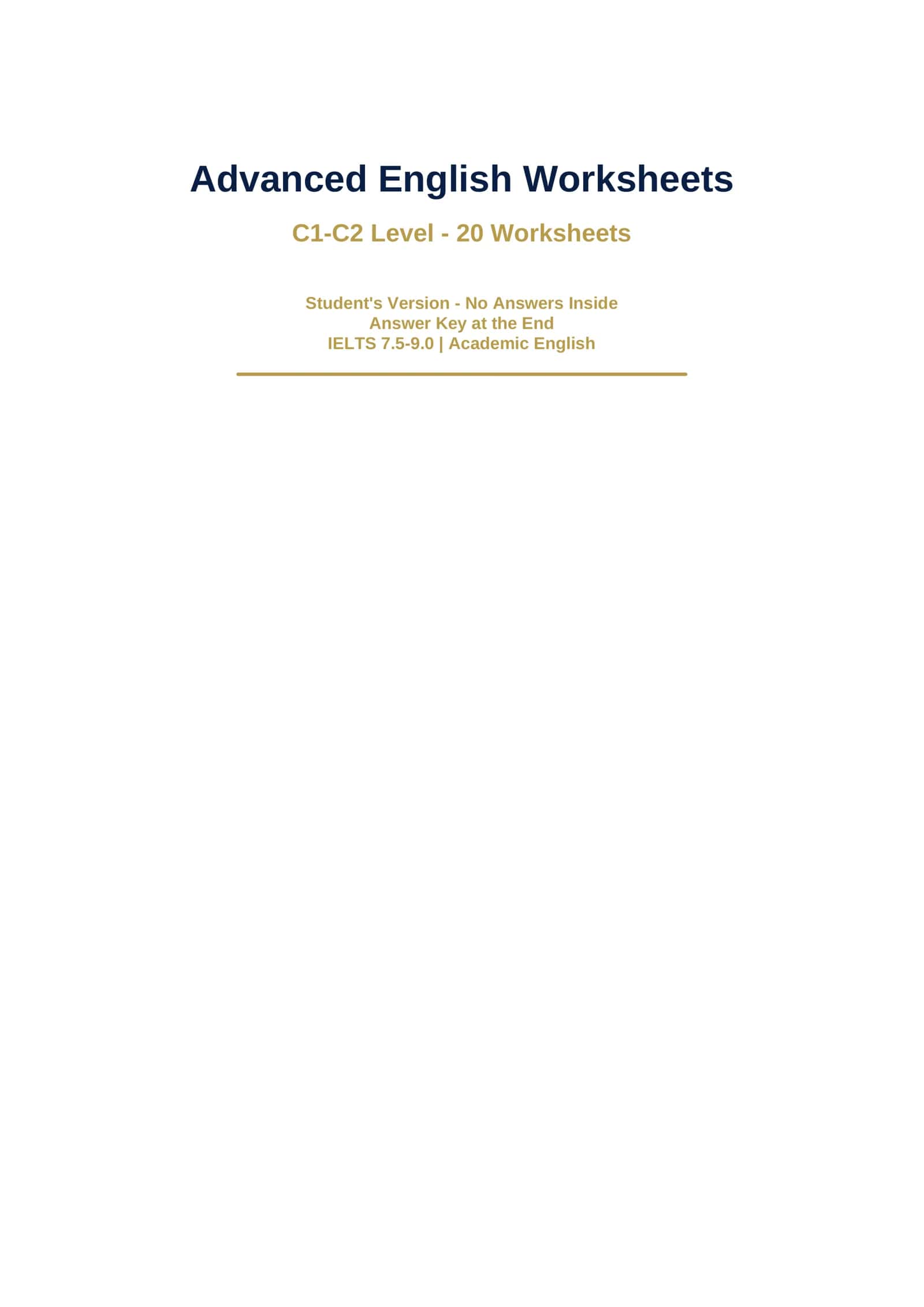 Advanced English Worksheets (Ingiliz Tili) 1
