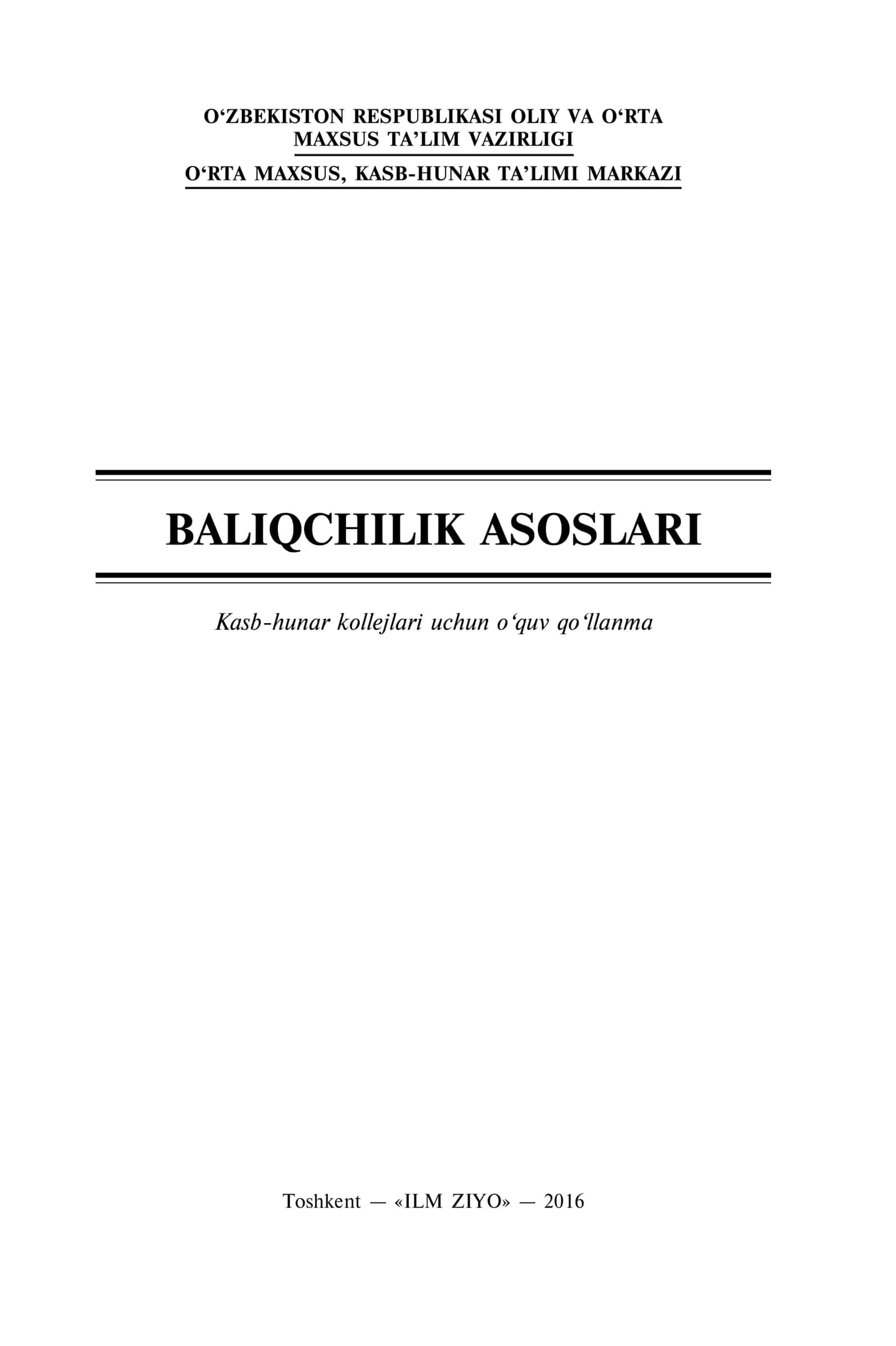 Baliqchilik asoslari 1