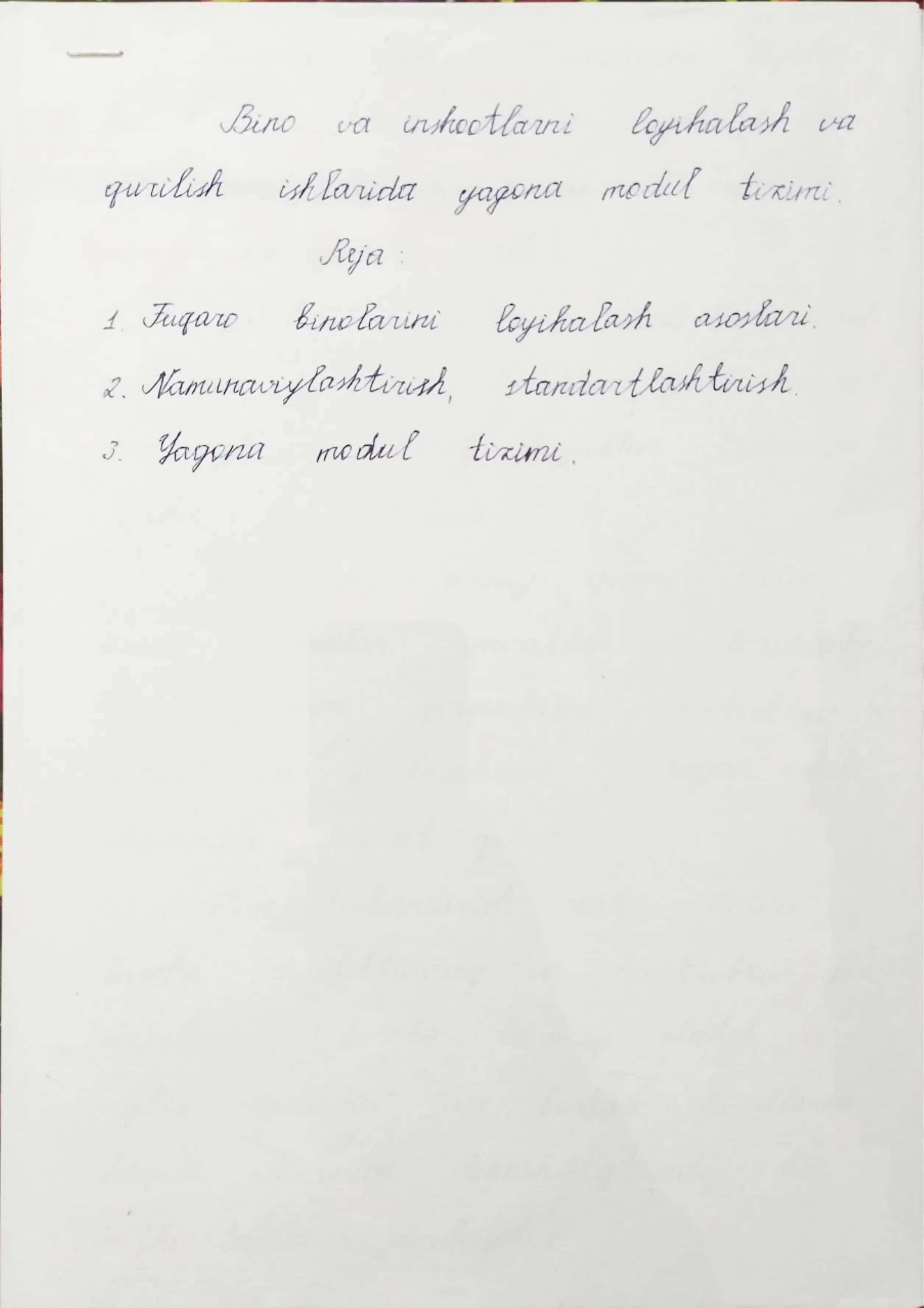Bino va inshootlarni loyihalashda yagona modul tizimi 1