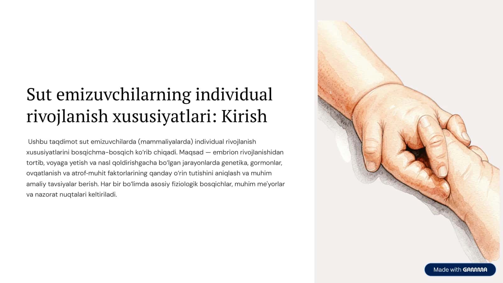 Sut emizuvchilarning individual rivojlanishi 1