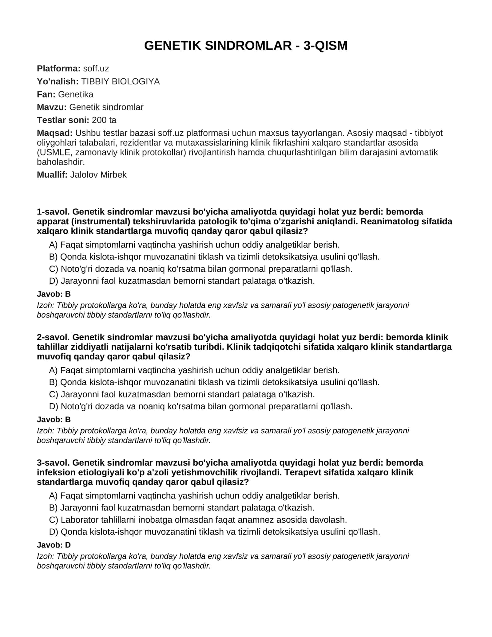 GENETIK SINDROMLAR - 3-QISM 1