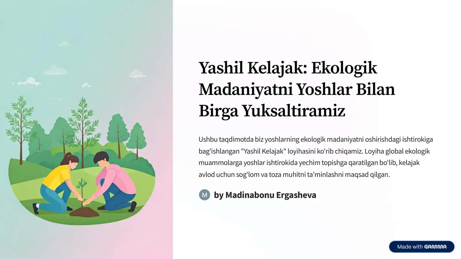 Yashil Kelajak: Ekologik Madaniyatni Yoshlar Bilan Birga Yuksaltiramiz 1