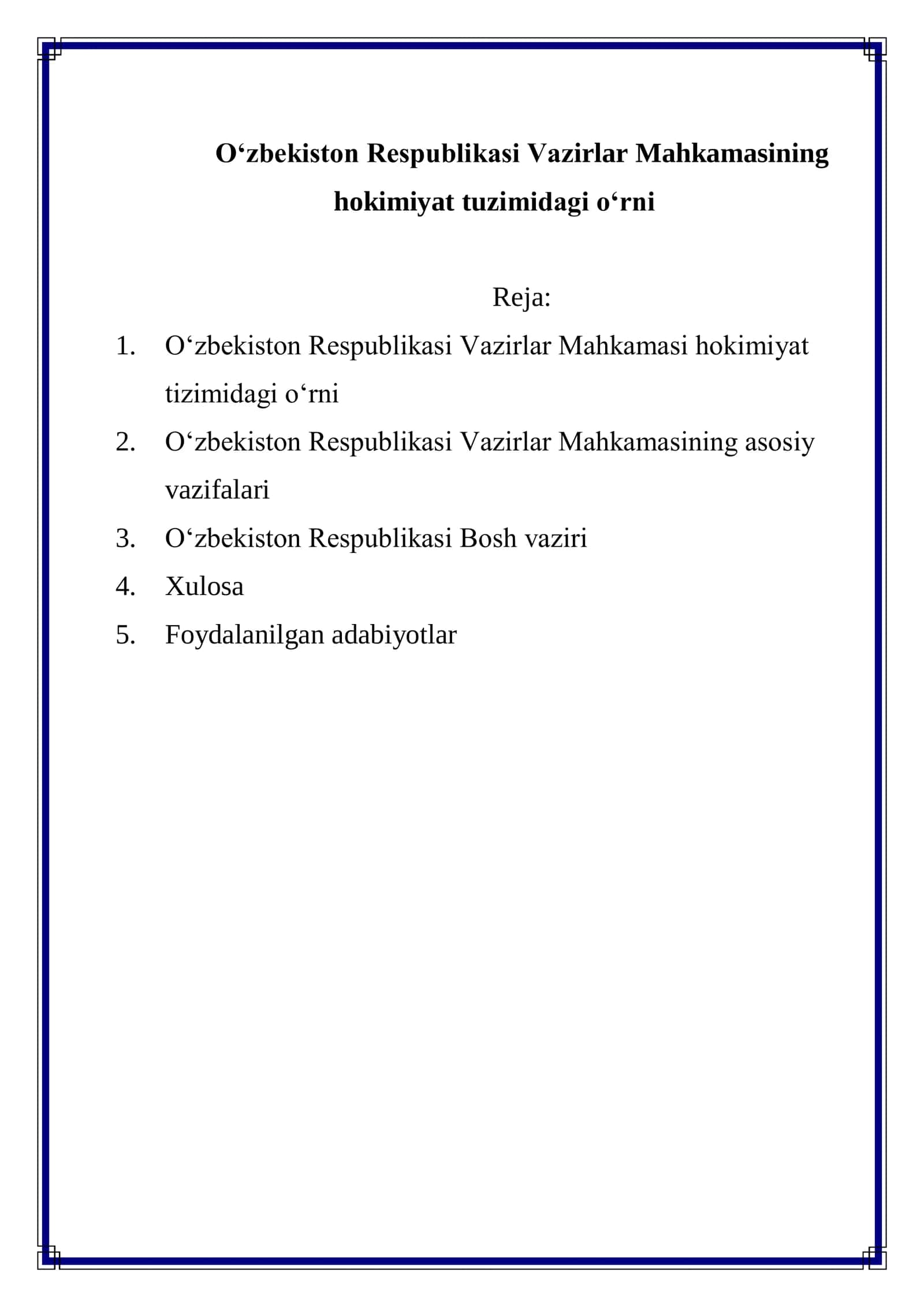 O‘zbekiston Respublikasi Vazirlar Mahkamasi 1