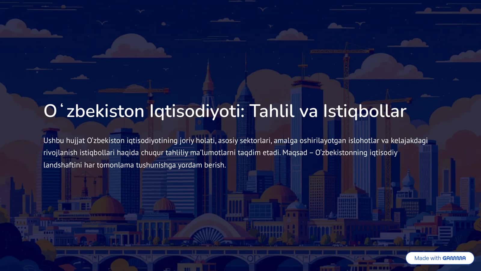 O»zbekiston Iqtisodiyoti: Tahlil va Istiqbollar 1