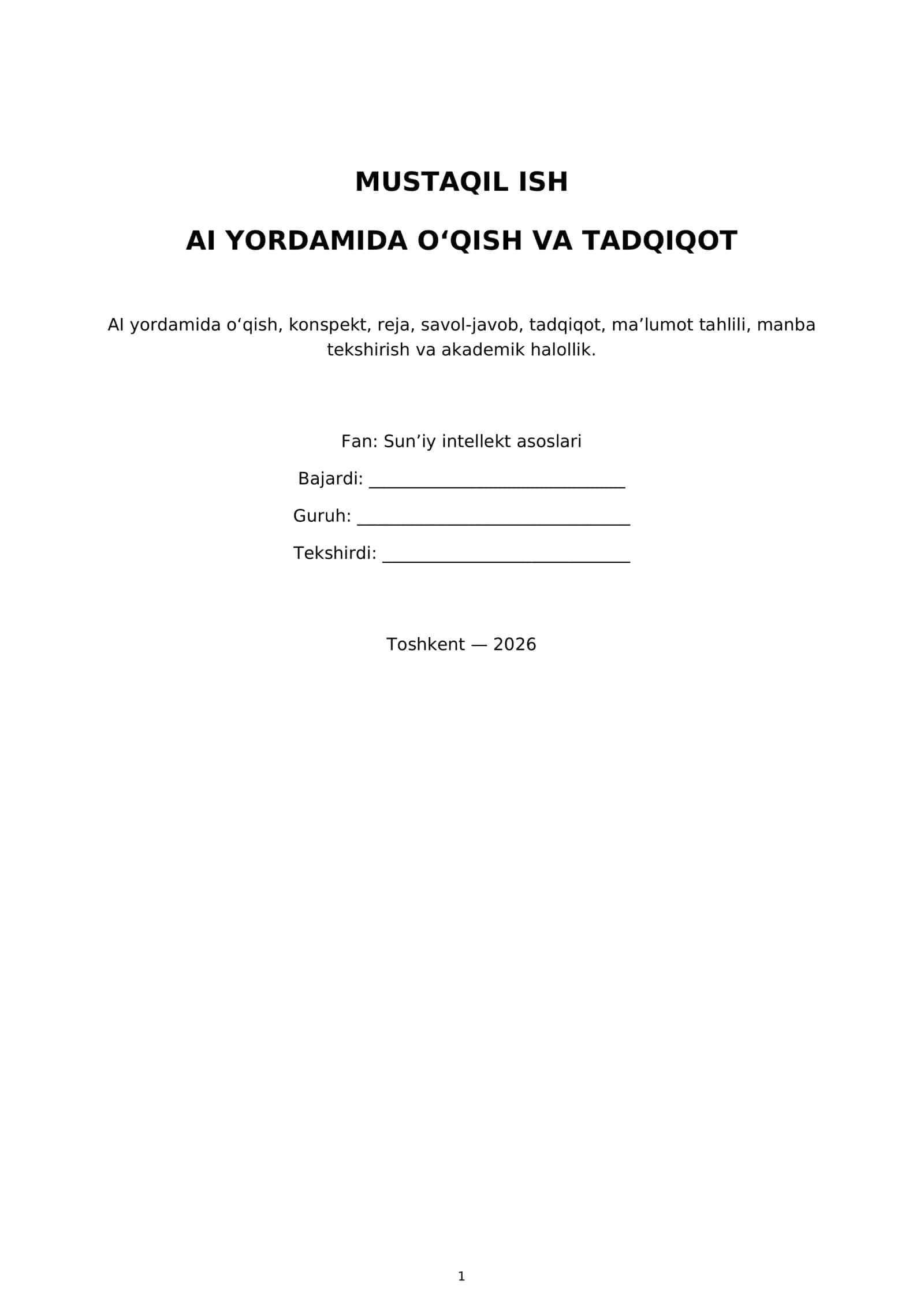 AI Yordamida O'qish va Tadqiqot 1