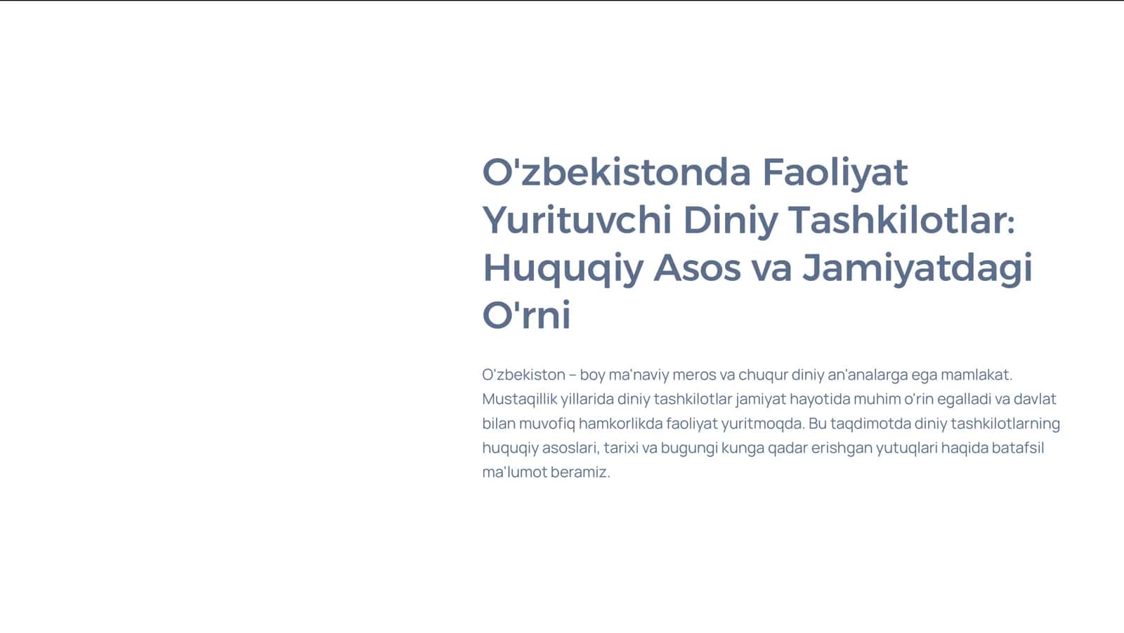O'zbekistonda Faoliyat Yurituvchi Diniy Tashkilotlar Huquqiy Asos va Jamiyatdagi O'rni 1