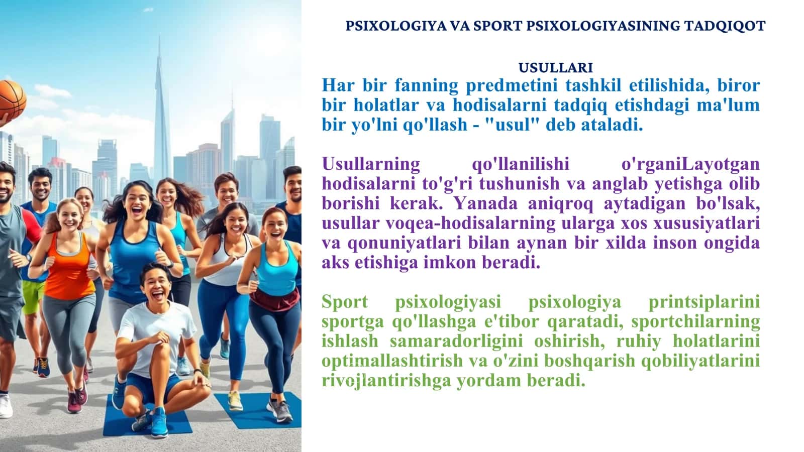 PSIXOLOGIYA VA SPORT PSIXOLOGIYASINING TADQIQOT USULLARI 1