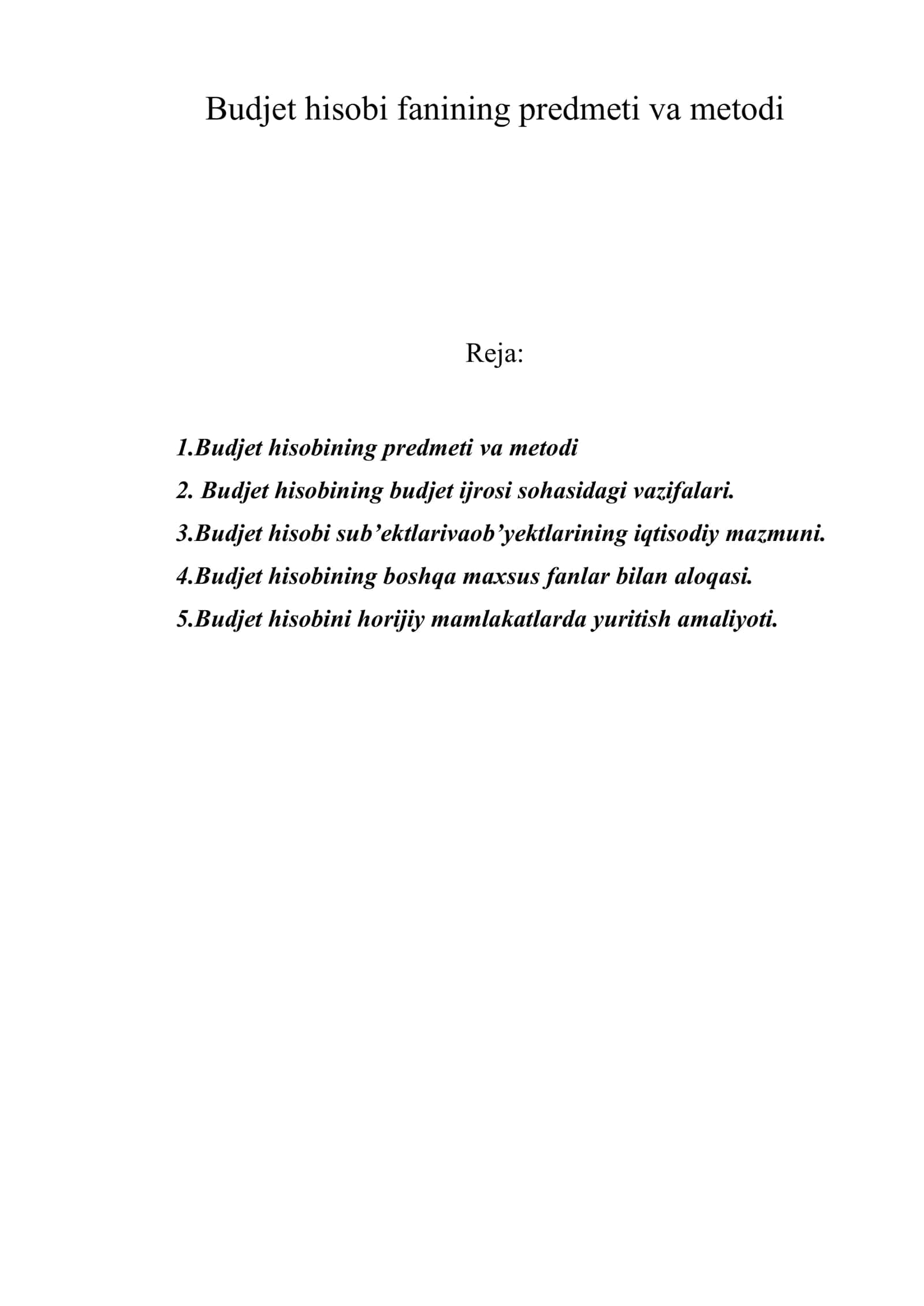Budjet hisobi fanining predmeti va metodi 1