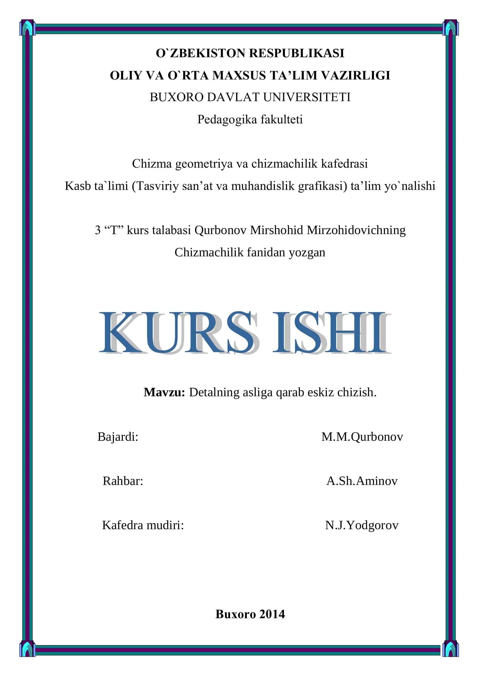 Detalning asliga qarab eskiz chizish 1