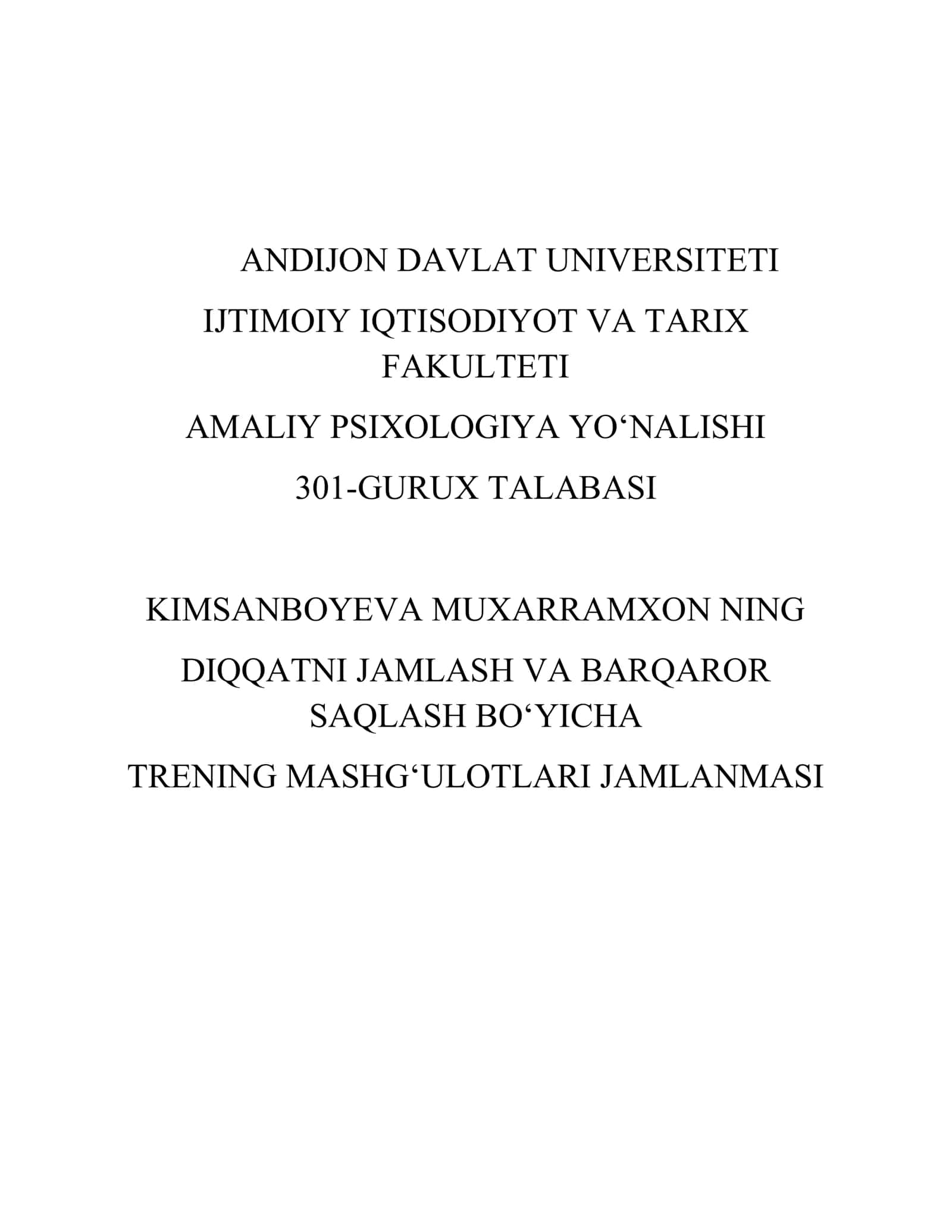 TRENING MASHGʻULOTLARI JAMLANMASI 1