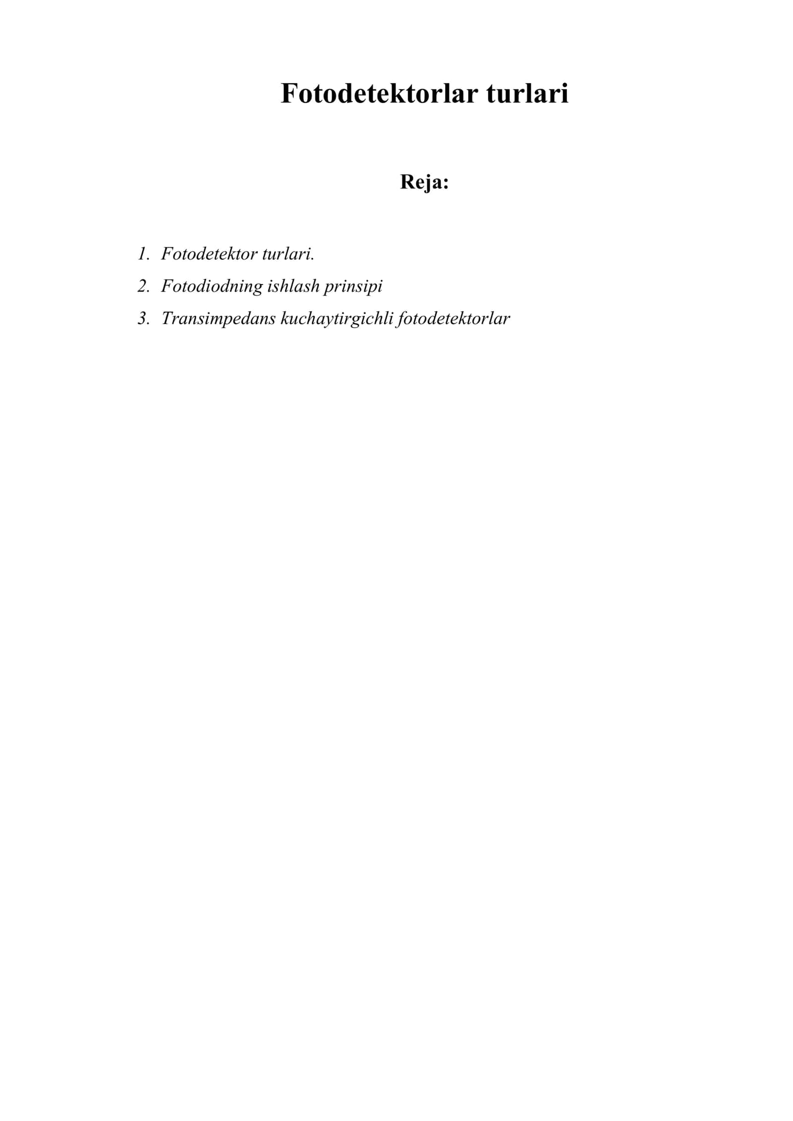 Fotodetektorlar turlari 1