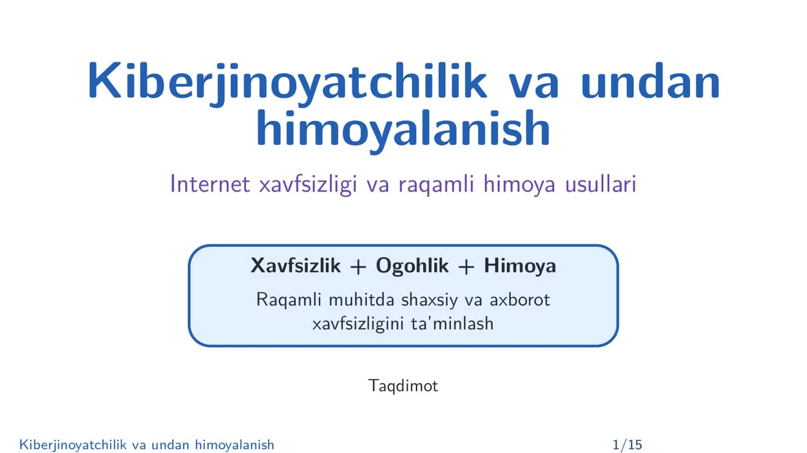 Kiberjinoyatchilik va undan himoyalanish 1