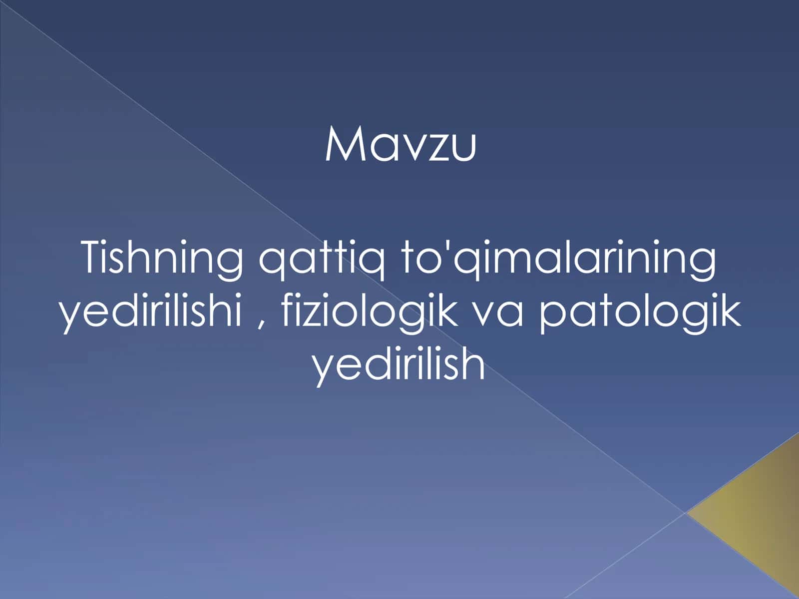 Tishning qattiq to'qimalarining yedirilishi, fiziologik va patologik yedirilish 1