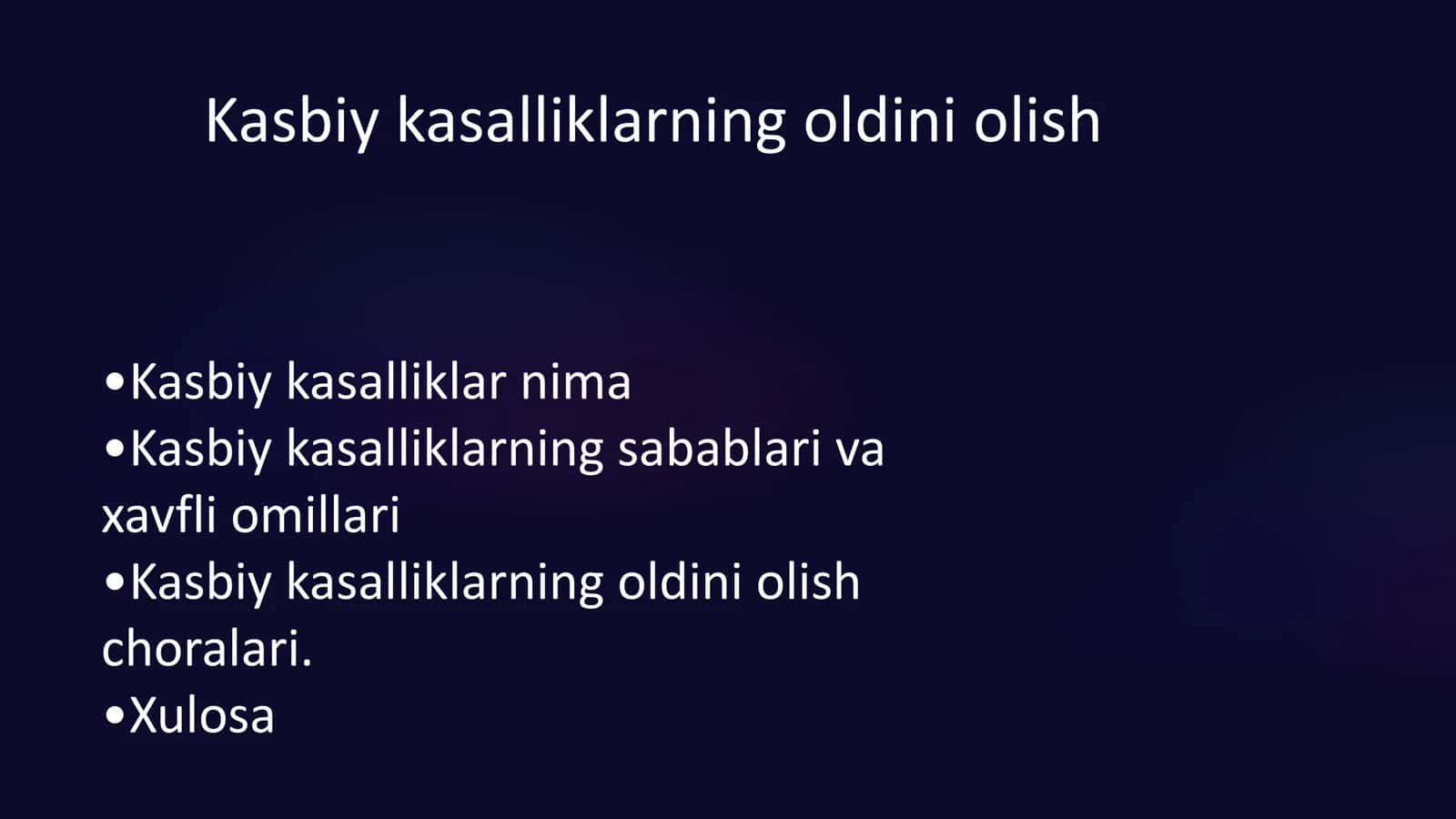 Kasbiy kasalliklarning oldini olish 1