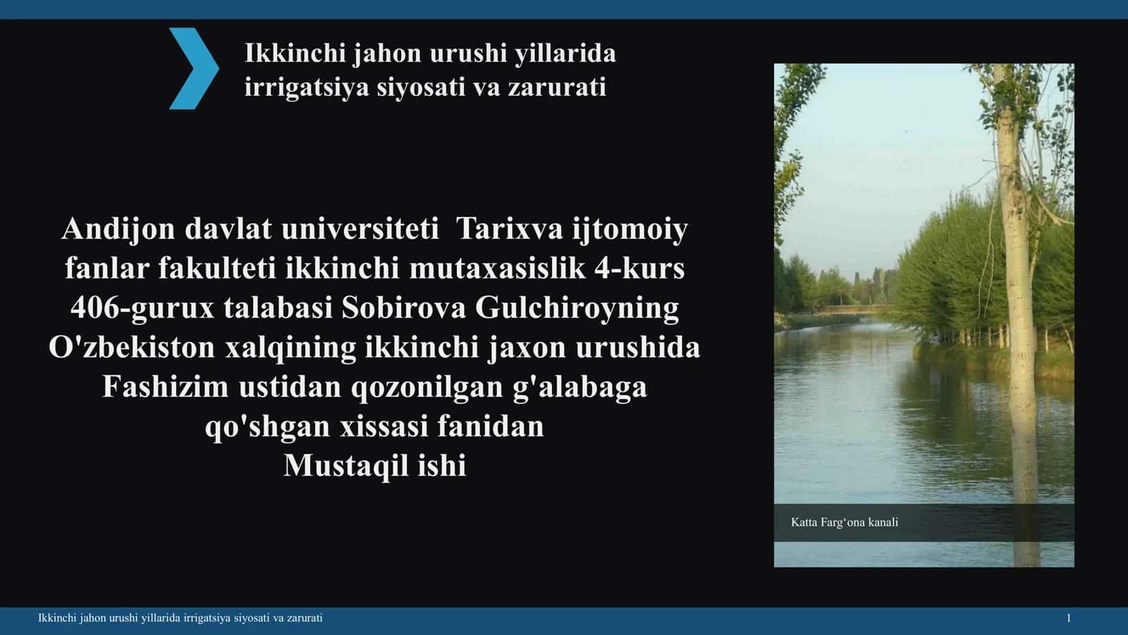 Ikkinchi jahon urushi yillarida irrigatsiya siyosati va zarurati 1