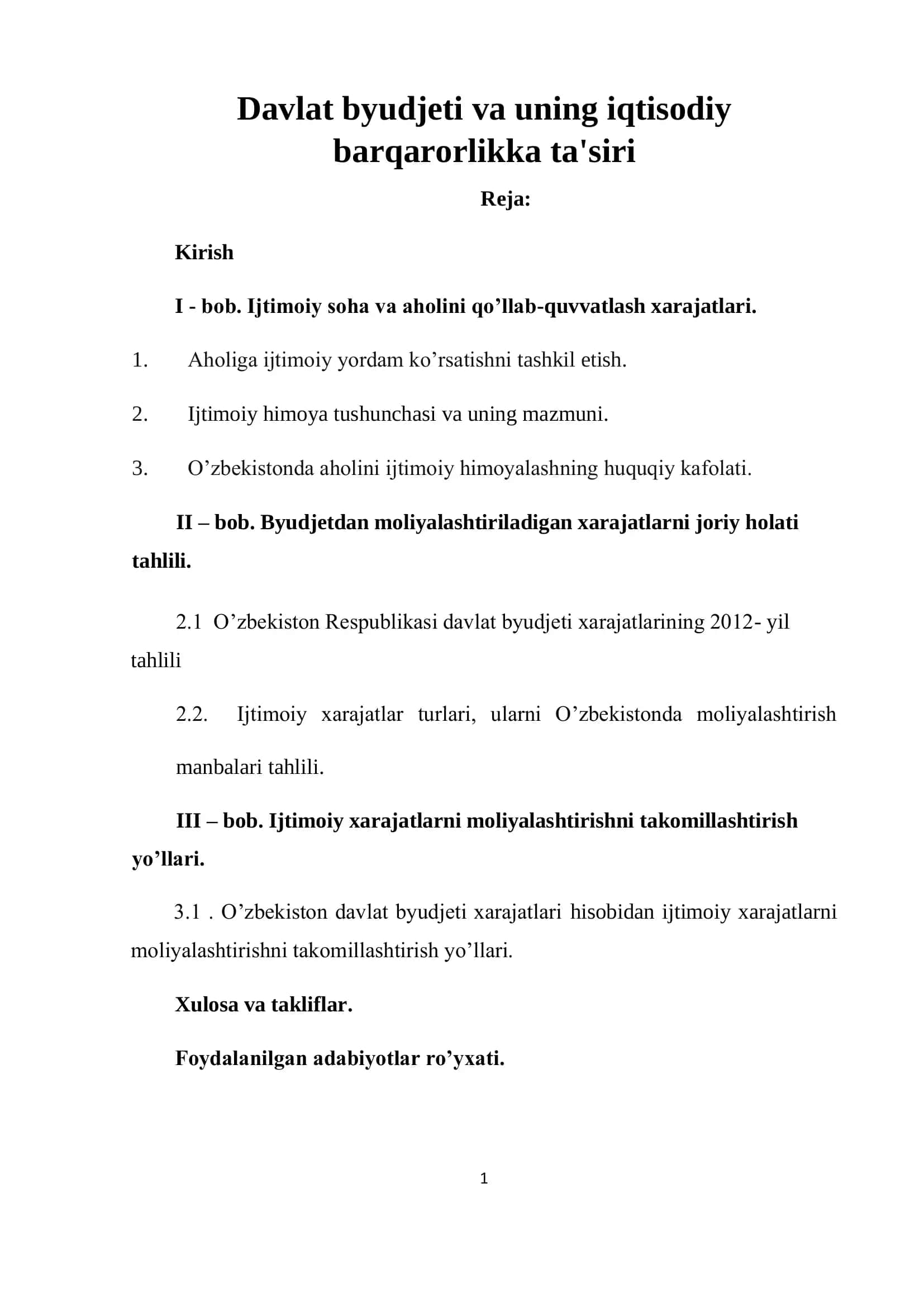 Davlat byudjeti va uning iqtisodiy barqarorlikka ta'siri 1