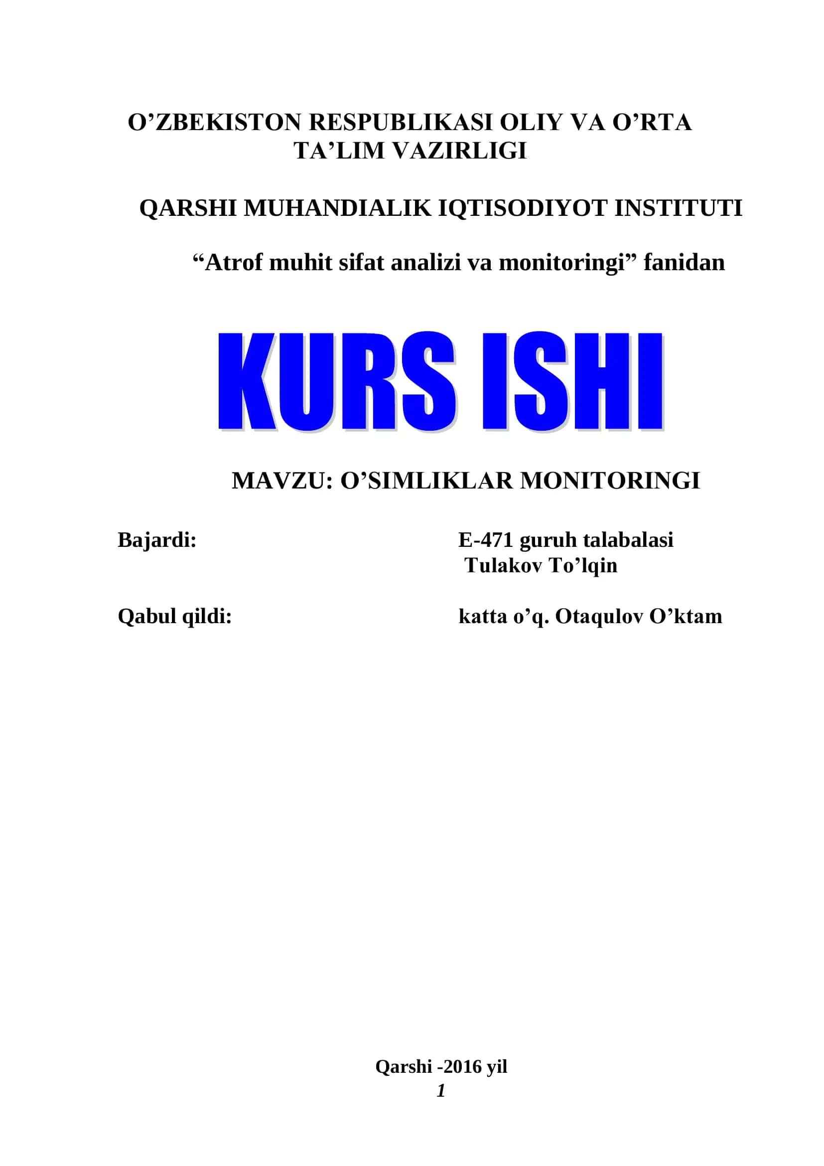 O’SIMLIKLAR MONITORINGI 1