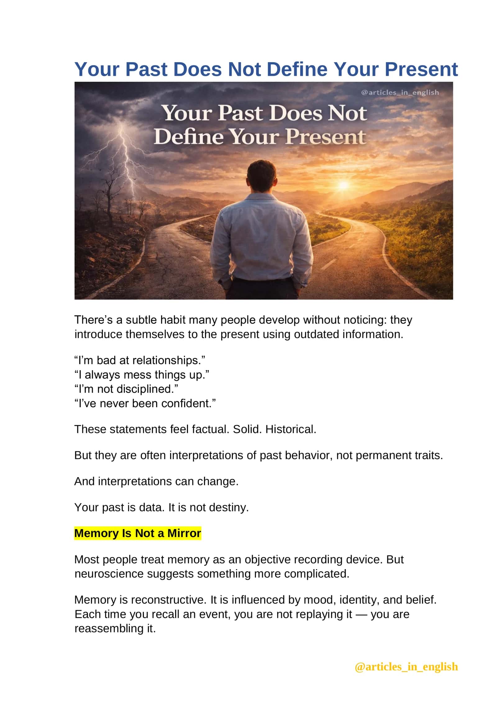 Your Past Does Not Define Your Present — English Reading 1