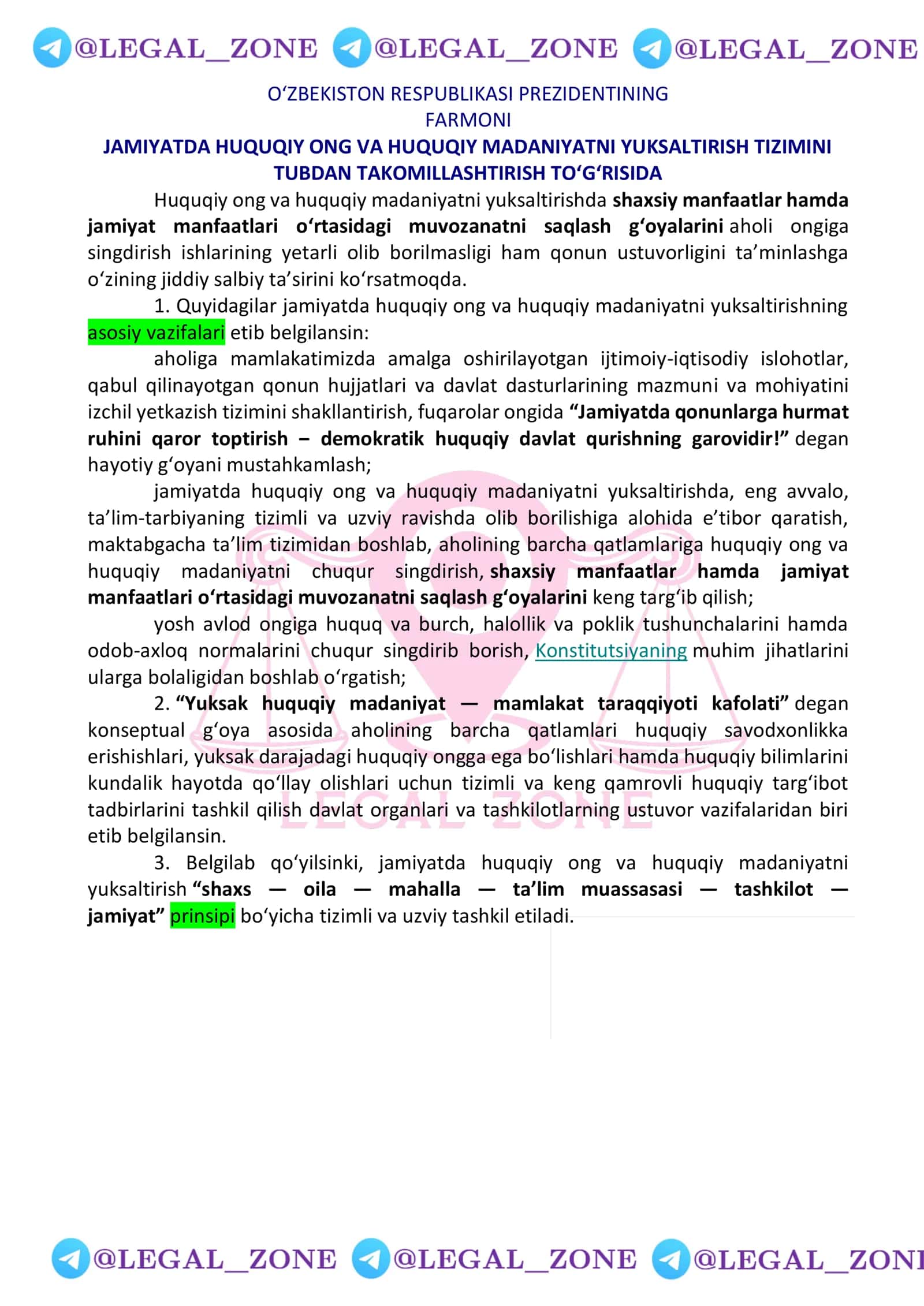 O‘zbekiston Respublikasi Prezidentining Farmoni 1