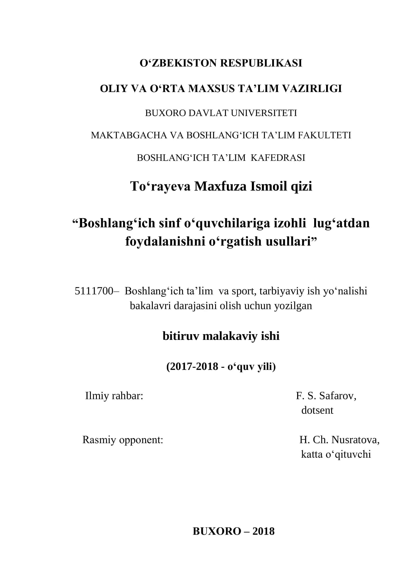 Boshlang‘ich sinf o‘quvchilariga izohli lug‘atdan foydalanishni o‘rgatish usullari 1