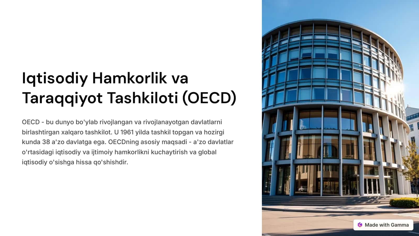OECD - Iqtisodiy Hamkorlik va Taraqqiyot Tashkiloti 1