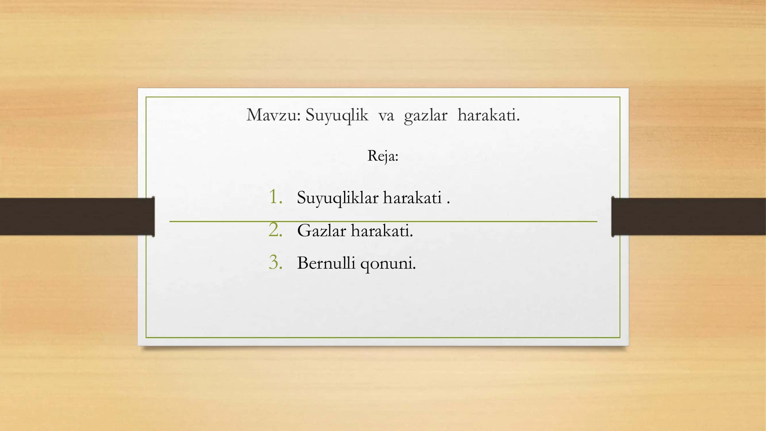 Suyuqlik va gazlar harakati 1