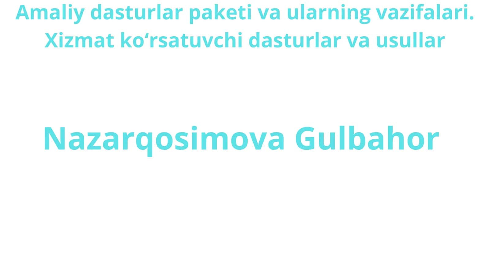 Xizmat Ko'rsatuvchi Dasturlar 1