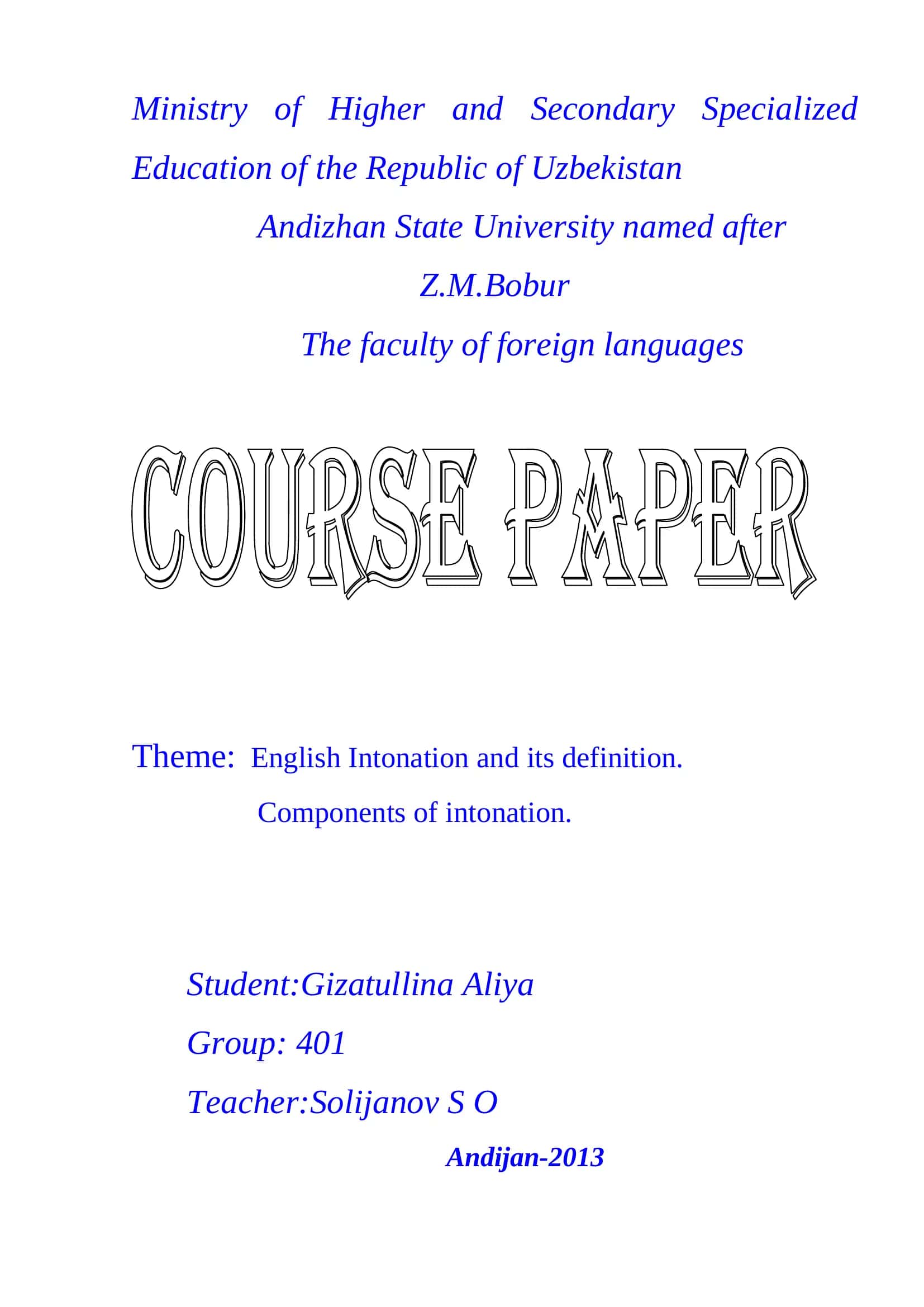 English Intonation and its definition 1