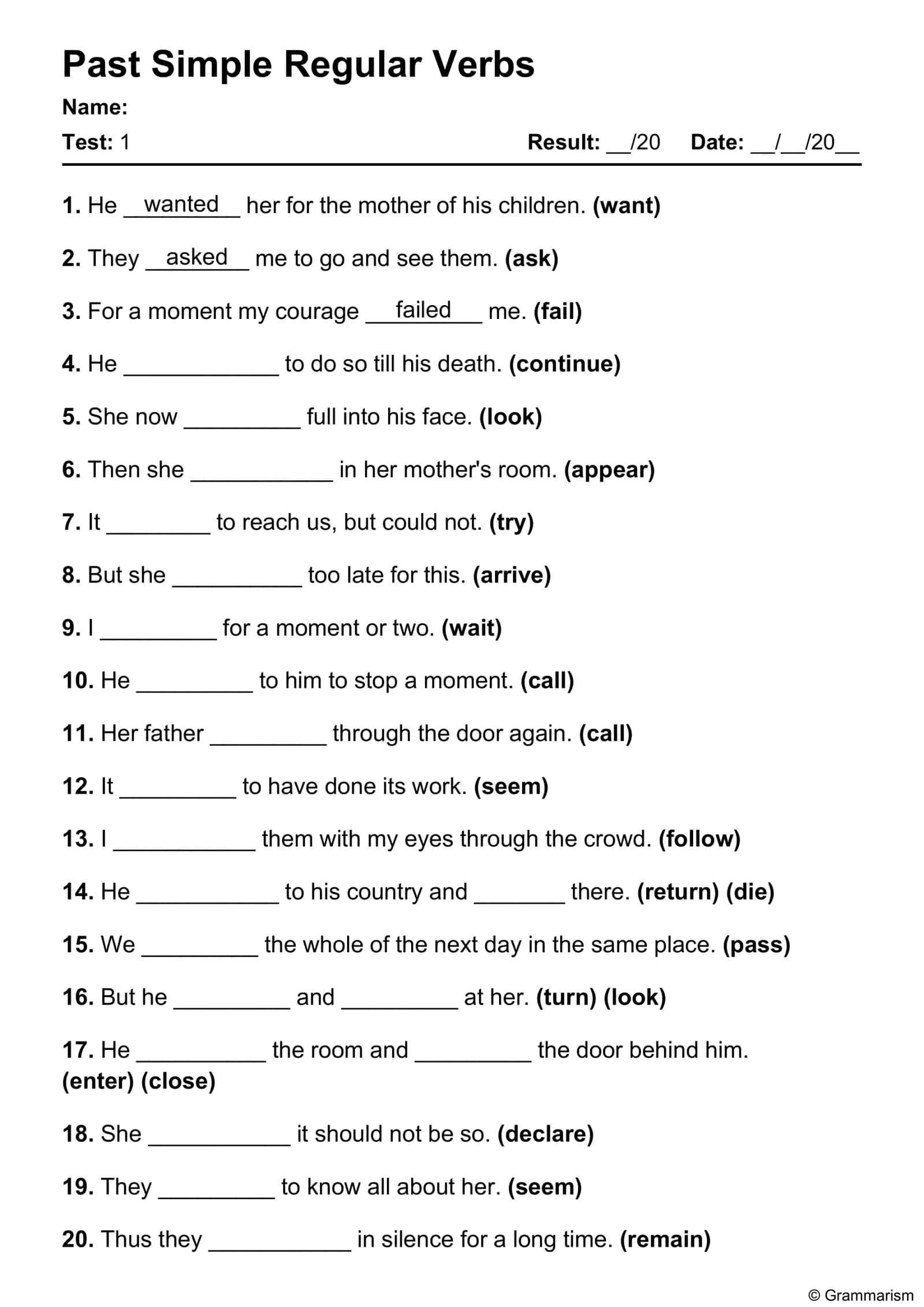 Past Simple Regular Verbs 1