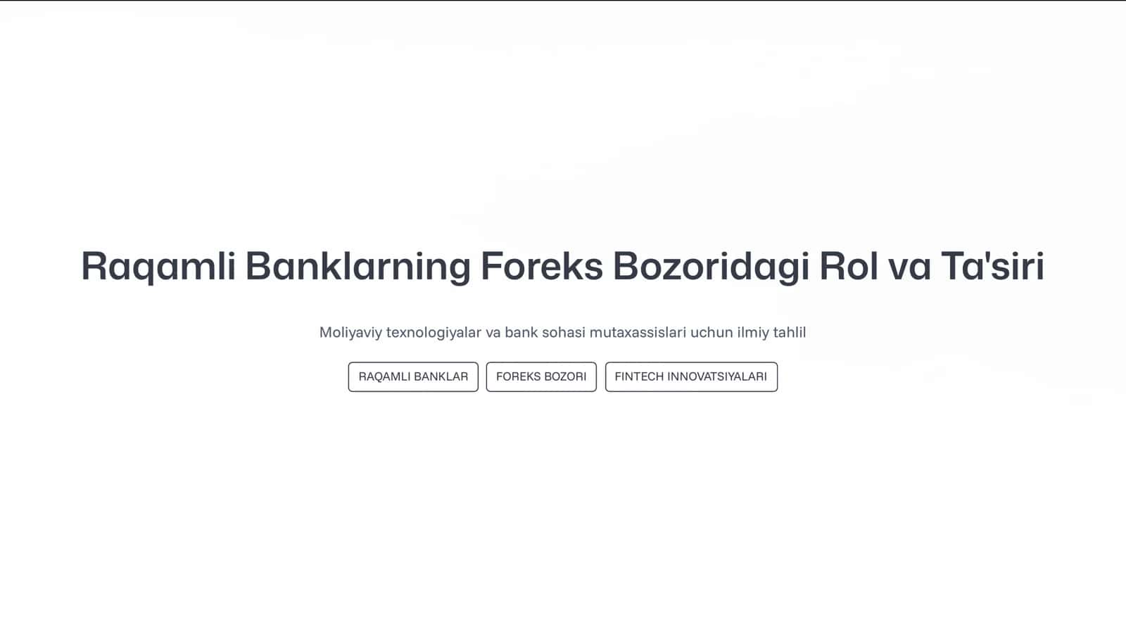Raqamli Banklarning Foreks Bozoridagi Rol va Ta'siri 1